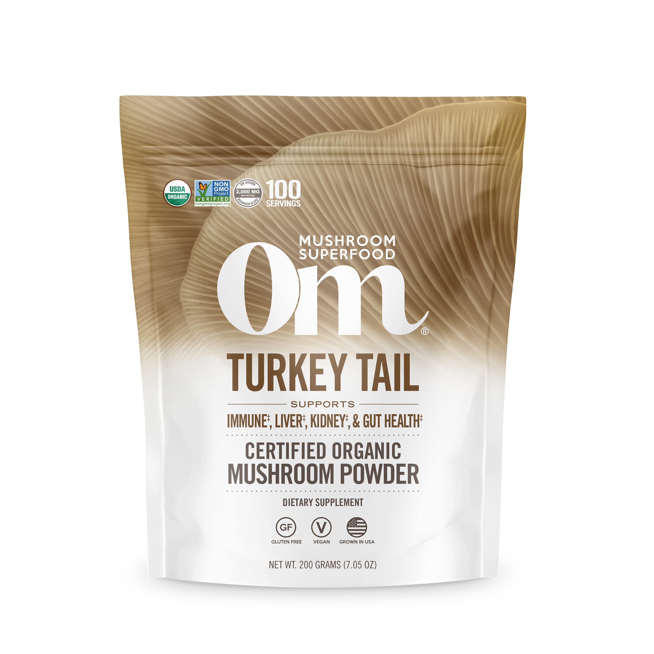 OM MUSHROOM SUPERFOOD Turkey Tail Powder front view packaging