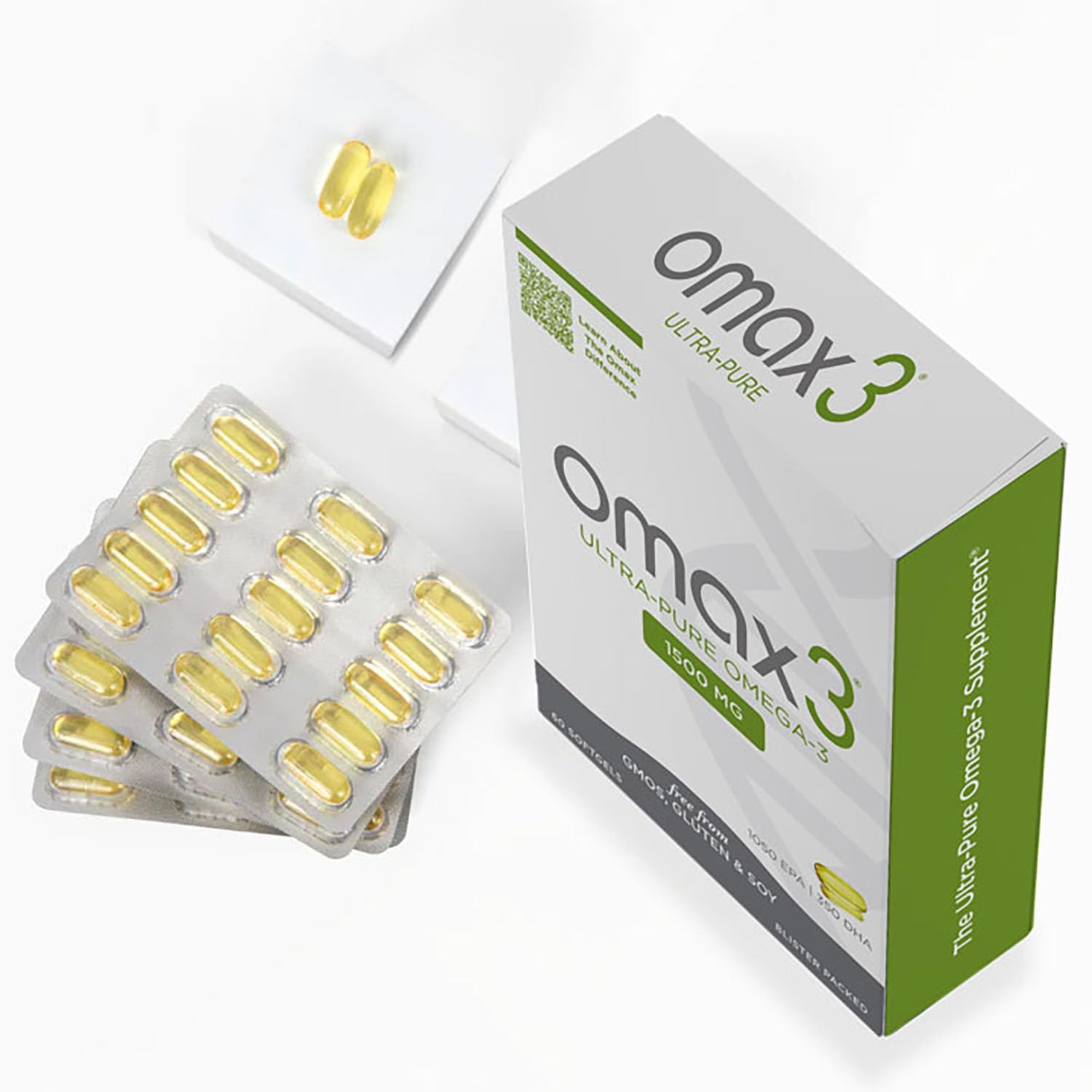 Omax3 Omega 3 Fish Oil blister pack opened showing capsules