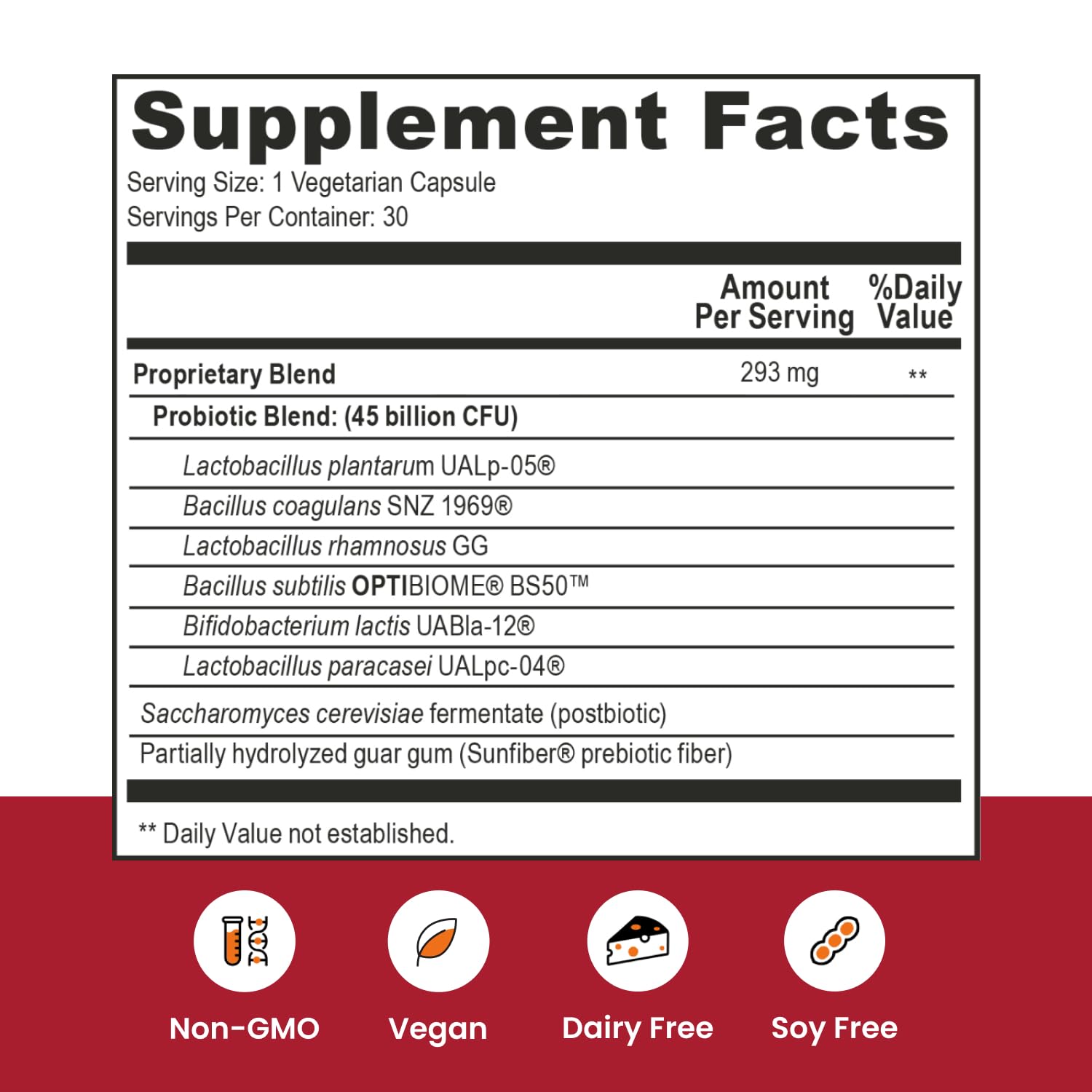 Ombre 3-in-1 Probiotic Supplement ingredients list