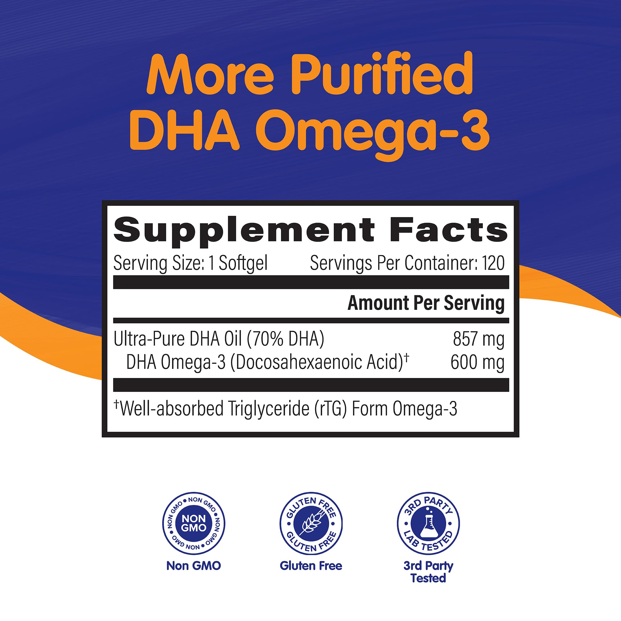 OmegaVia DHA 600 mg Omega 3 Fish Oil Capsules packaging