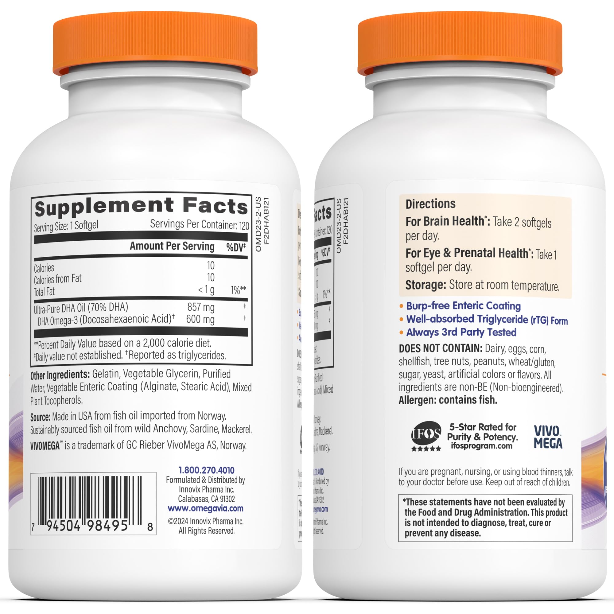 OmegaVia DHA 600 mg Omega 3 Fish Oil Capsules with a glass of water