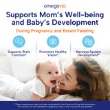OmegaVia Prenatal DHA softgels in a hand