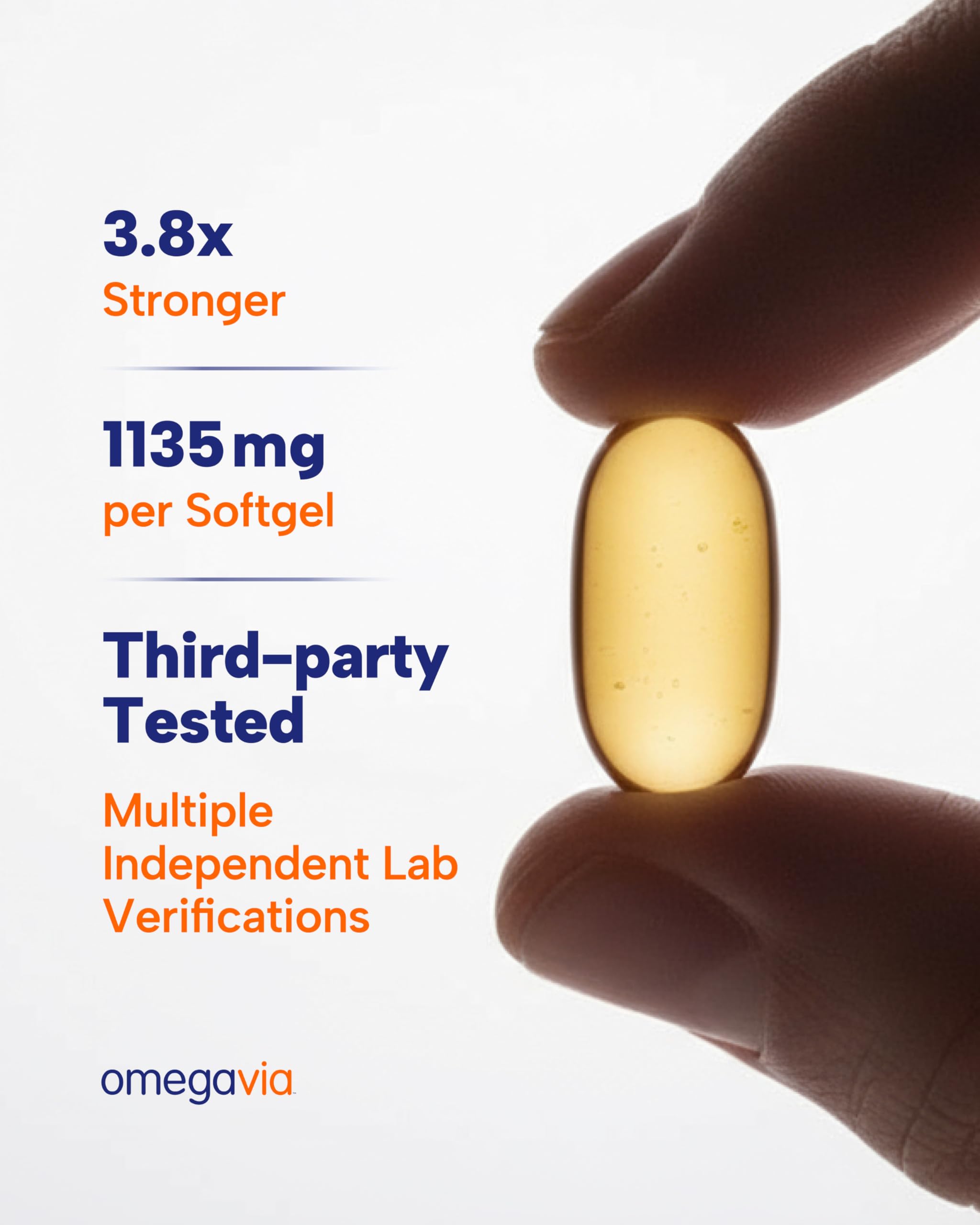 OmegaVia Ultra Concentrated Omega 3 Fish Oil 1105mg side view