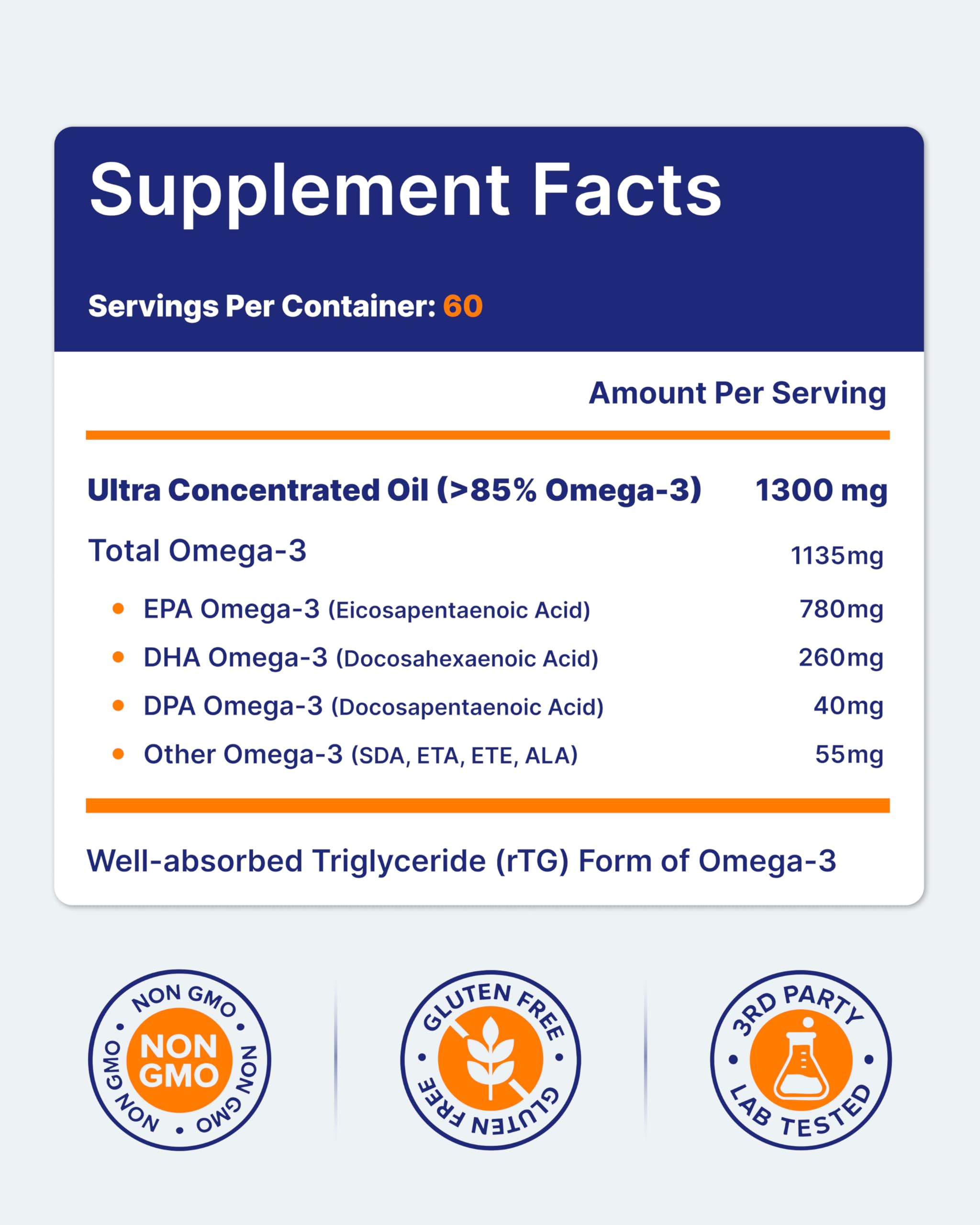 OmegaVia Ultra Concentrated Omega 3 Fish Oil 1105mg with measuring spoon