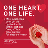 OmegaXL HeartXL Omega-7 Fatty Acid Supplement with a measuring spoon