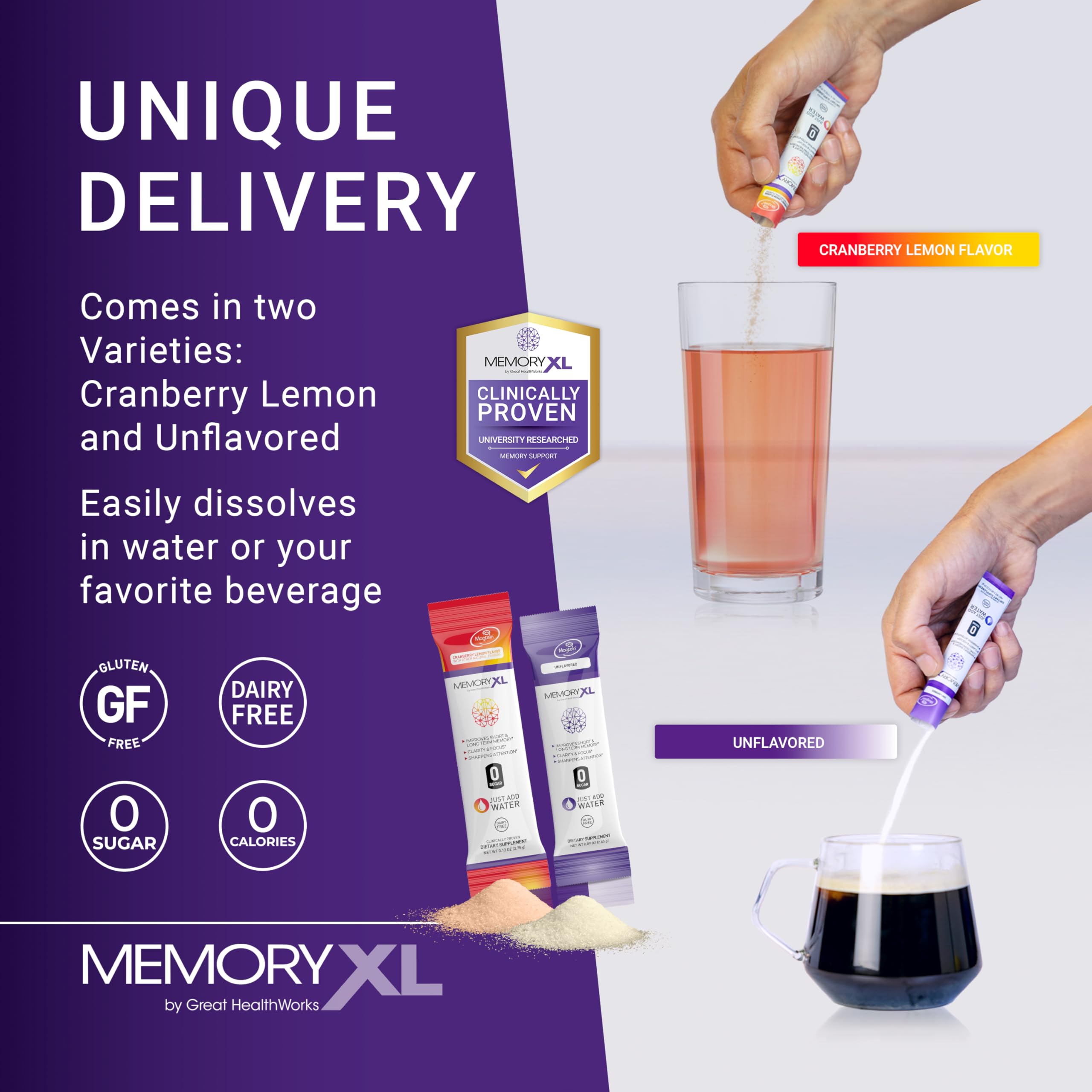 OmegaXL MemoryXL stick packs displayed with water