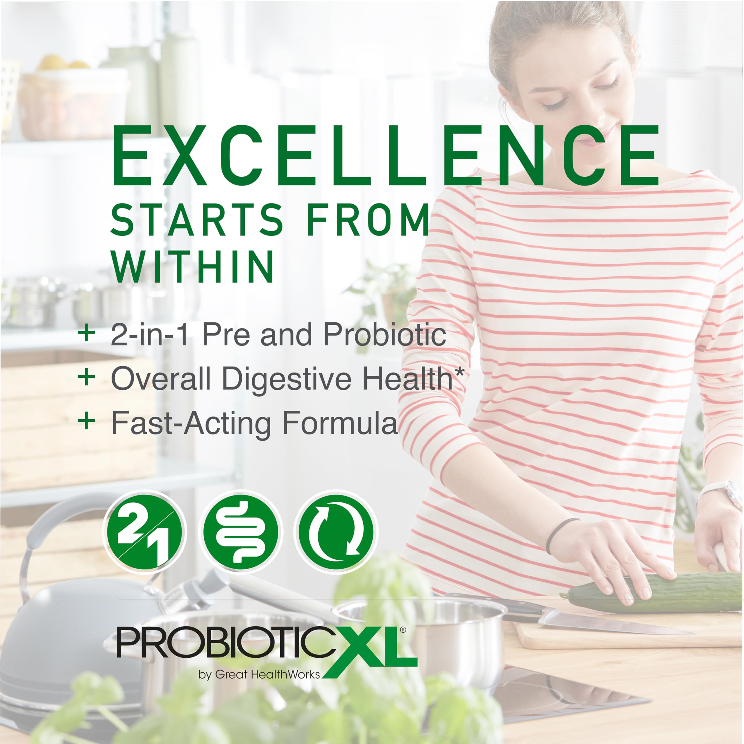 OmegaXL Prebiotic Supplement capsule on a table