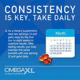 OmegaXL soft gels and SleepXL capsules on a wooden table