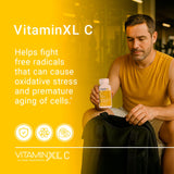 OmegaXL Vitamin C capsules on a wooden surface
