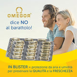 OMEGOR Vitality 1000 Omega-3 fish oil capsules on a table