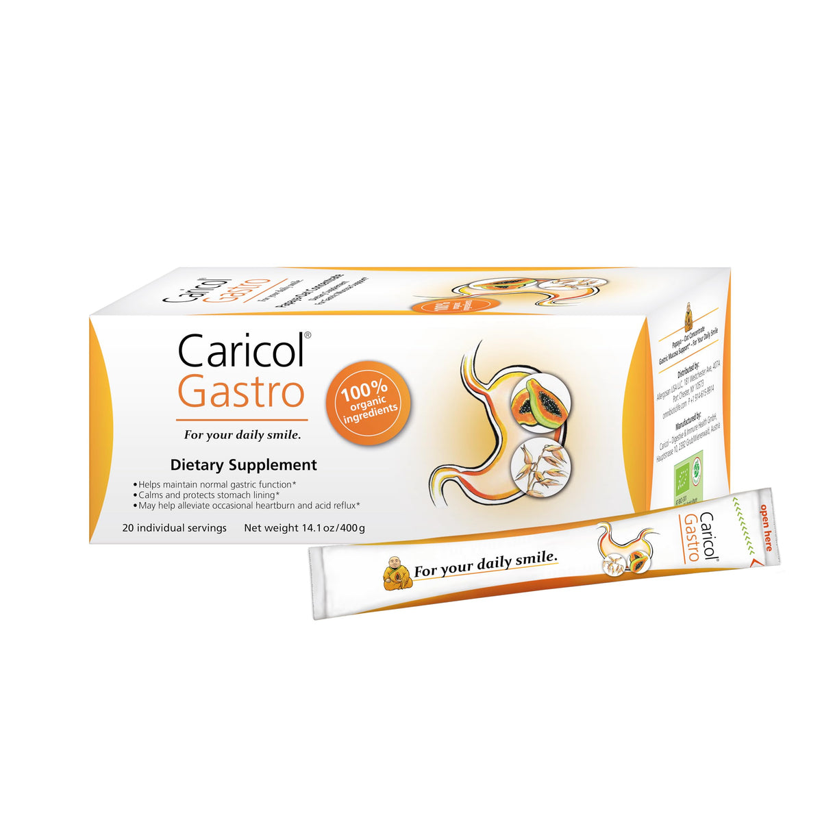 OMNi BiOTiC Caricol Gastro 440g front view with packaging