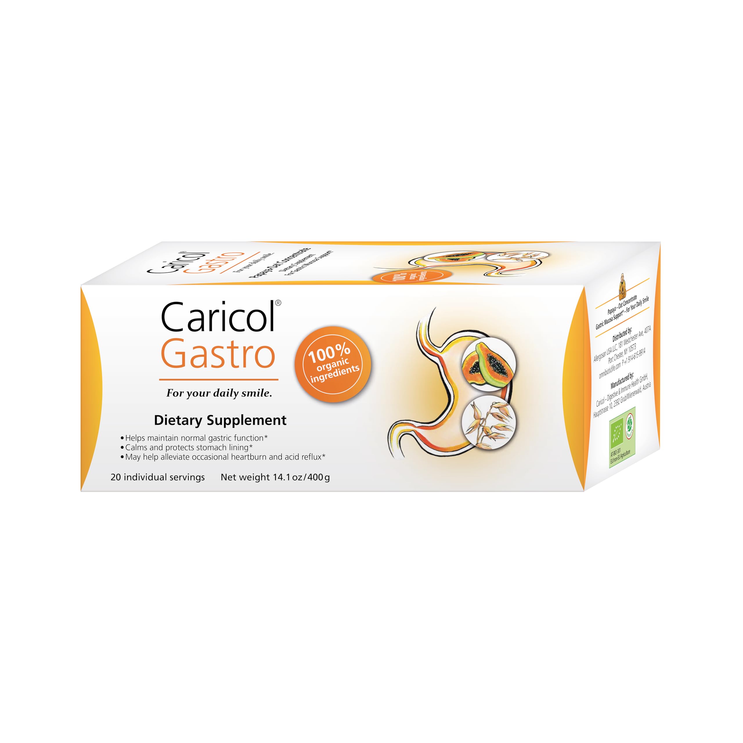 OMNi BiOTiC Caricol Gastro packet opened showing contents