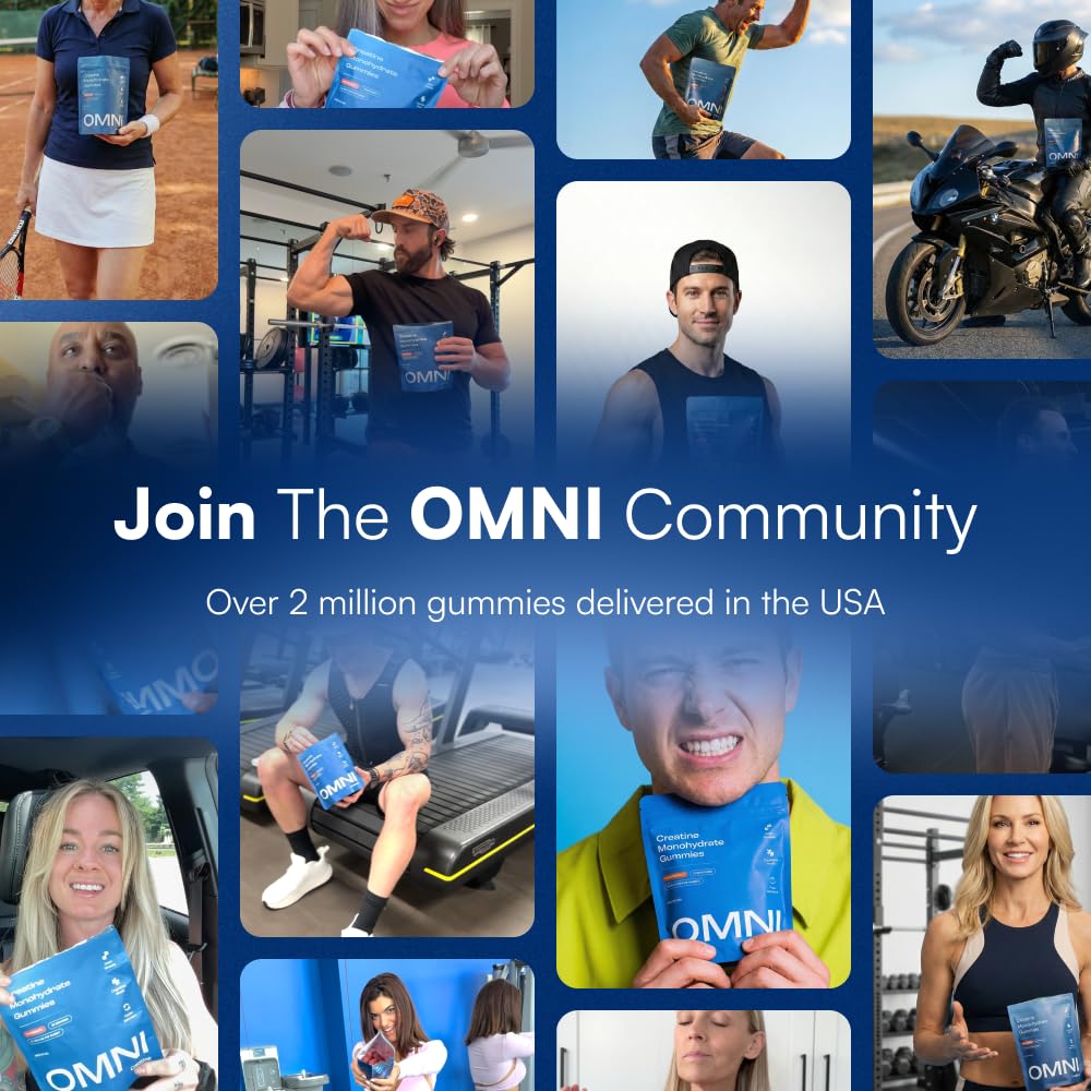 OMNI Creatine Gummies in a travel setting