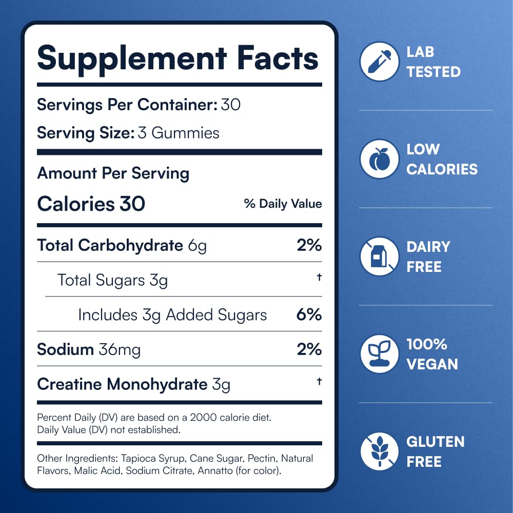 OMNI Creatine Gummies nutrition facts label