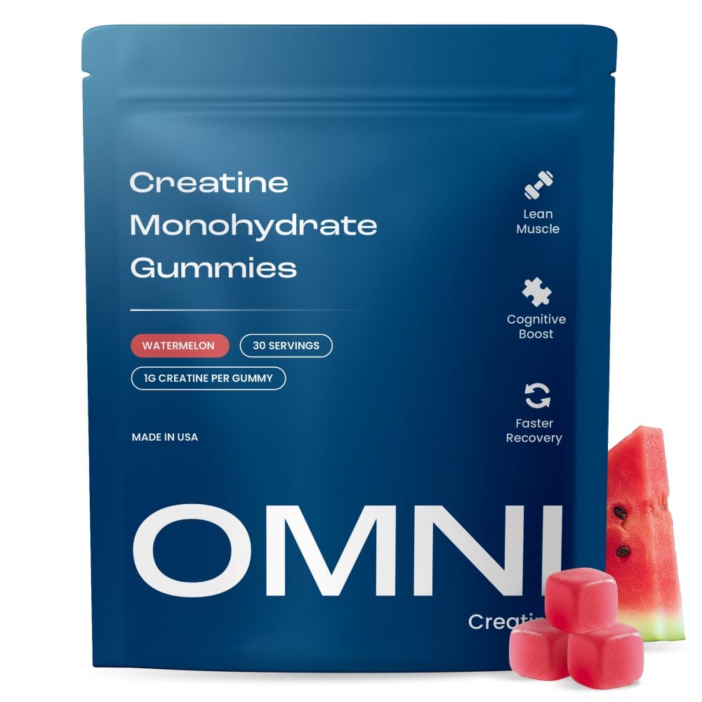 OMNI Creatine Watermelon Gummies front view with packaging