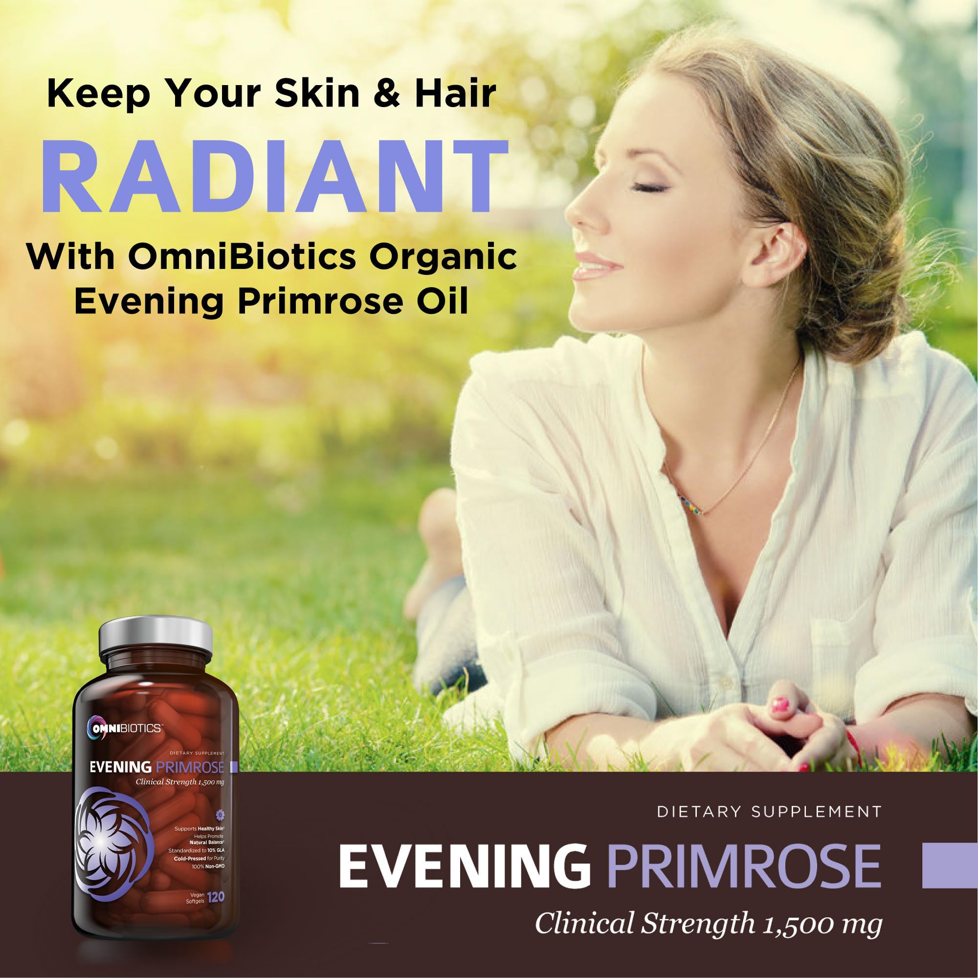 OmniBiotics Evening Primrose Oil 1500mg bottle with label