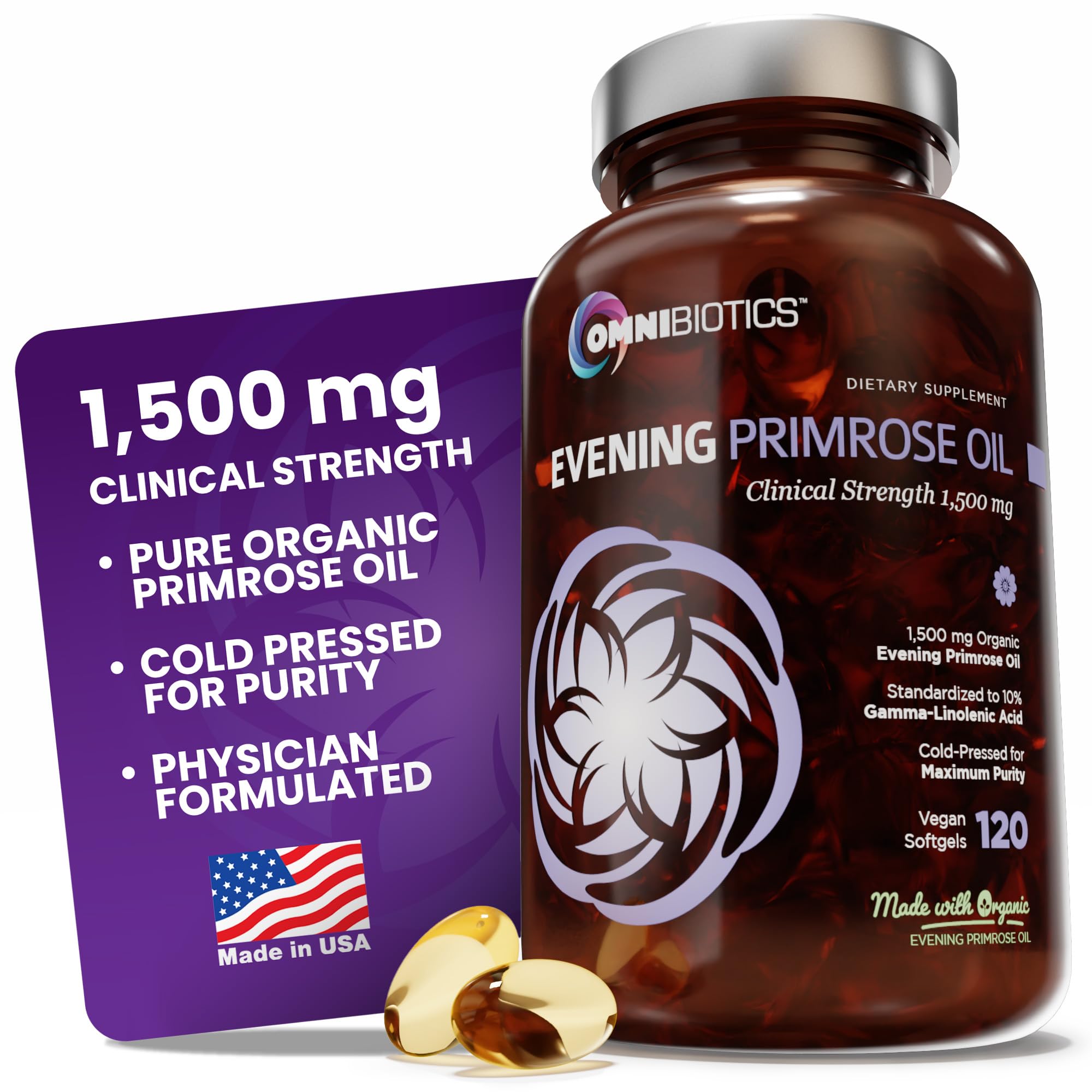 OmniBiotics Evening Primrose Oil 1500mg front view