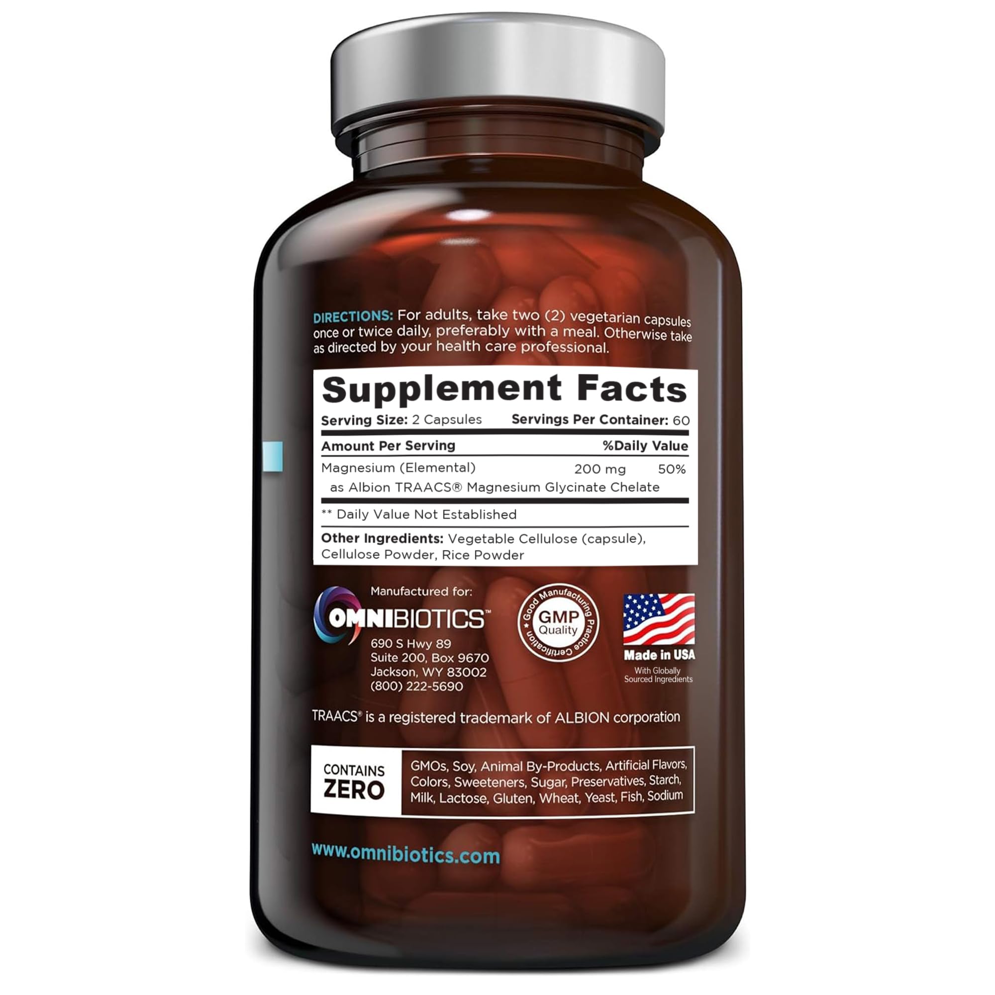 OmniBiotics Magnesium Glycinate Supplement side view