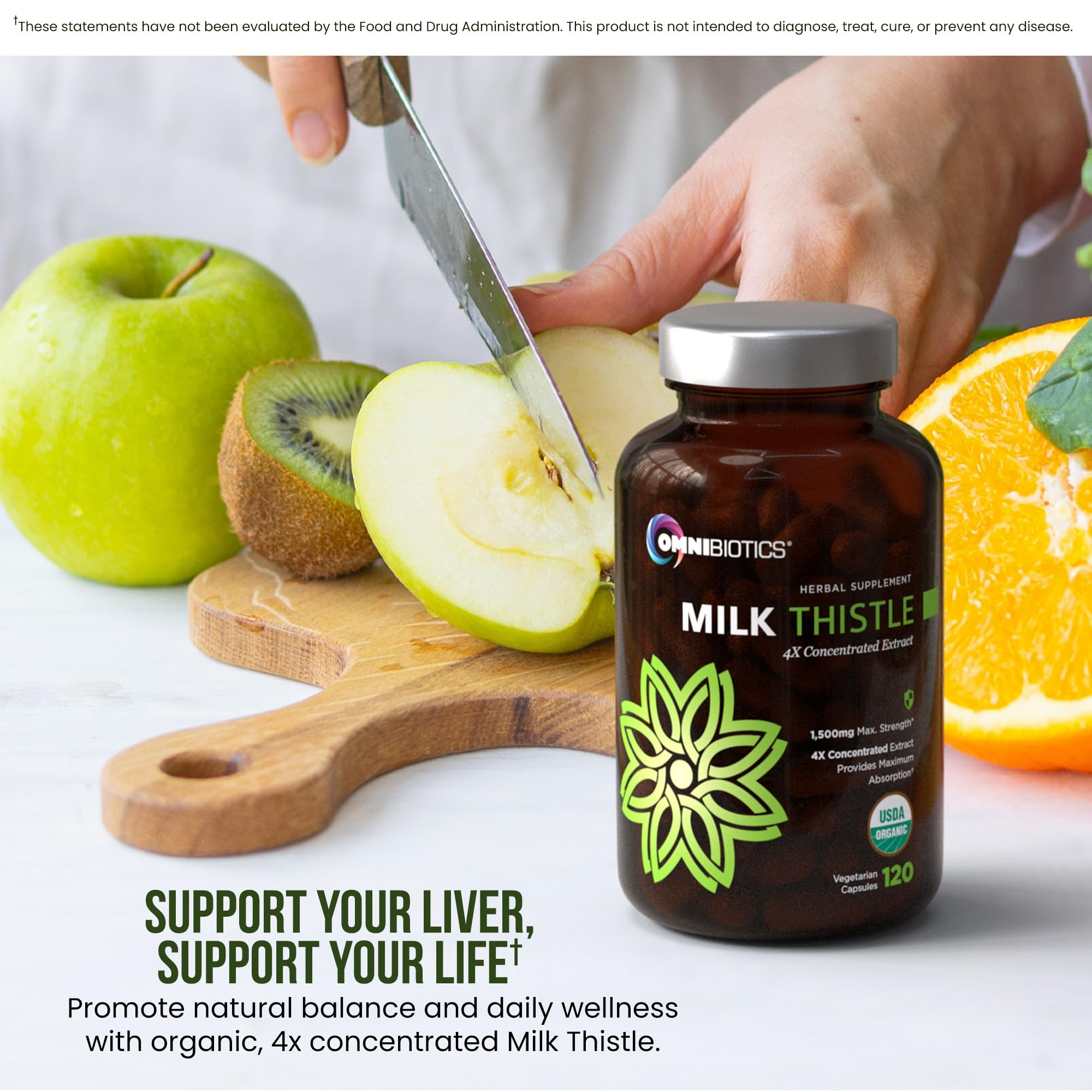 OmniBiotics Milk Thistle 1500mg Organic Capsules capsules close-up