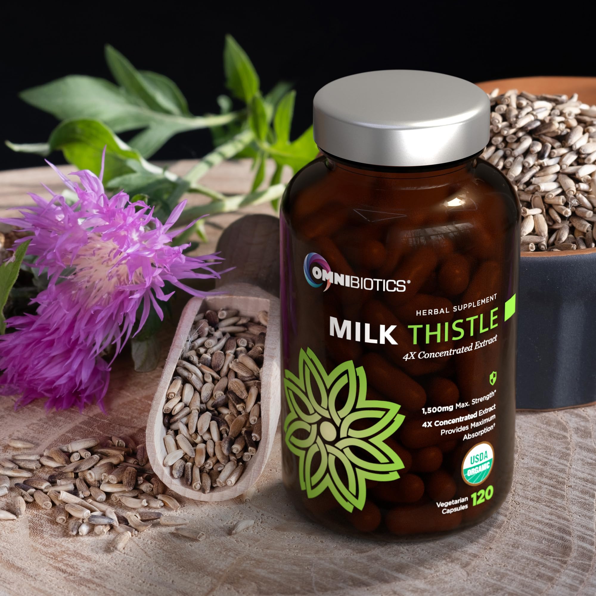 OmniBiotics Milk Thistle 1500mg Organic Capsules lifestyle scene