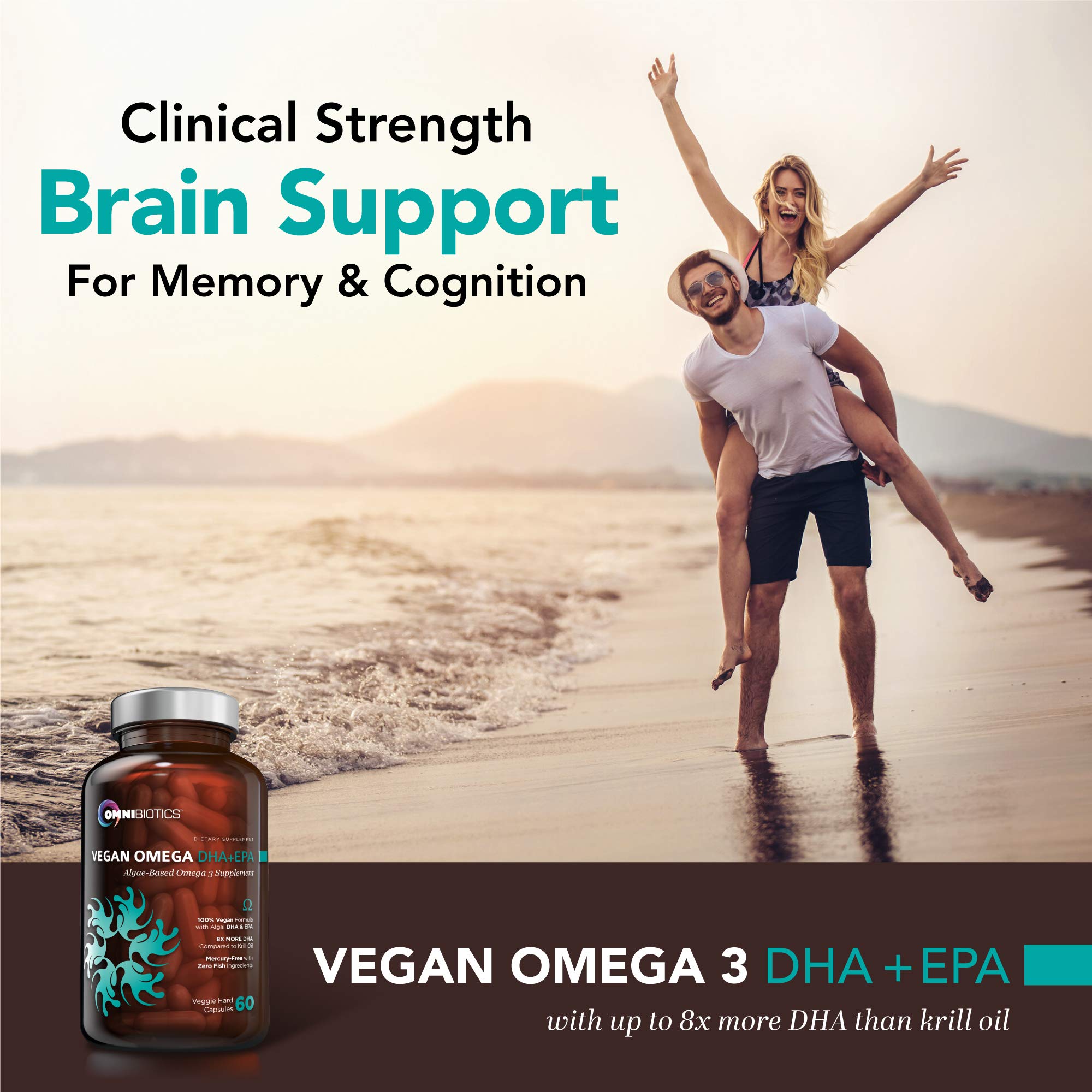 OmniBiotics Vegan Omega-3 DHA+EPA Supplement capsule close-up