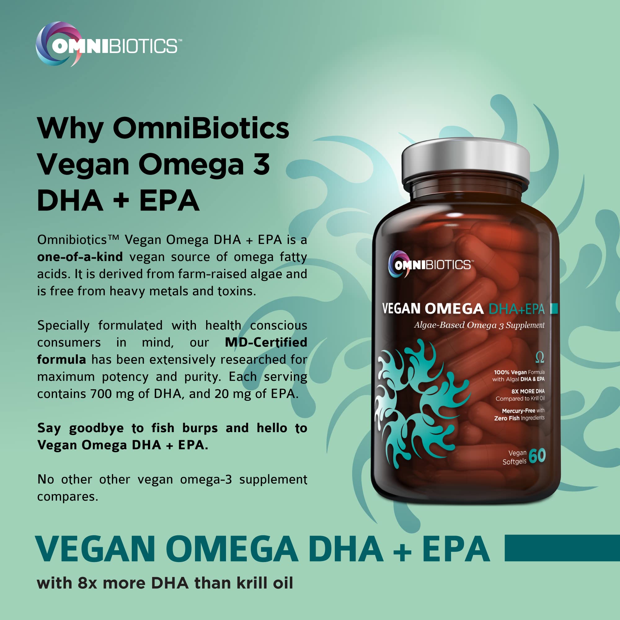 OmniBiotics Vegan Omega-3 DHA+EPA Supplement packaging