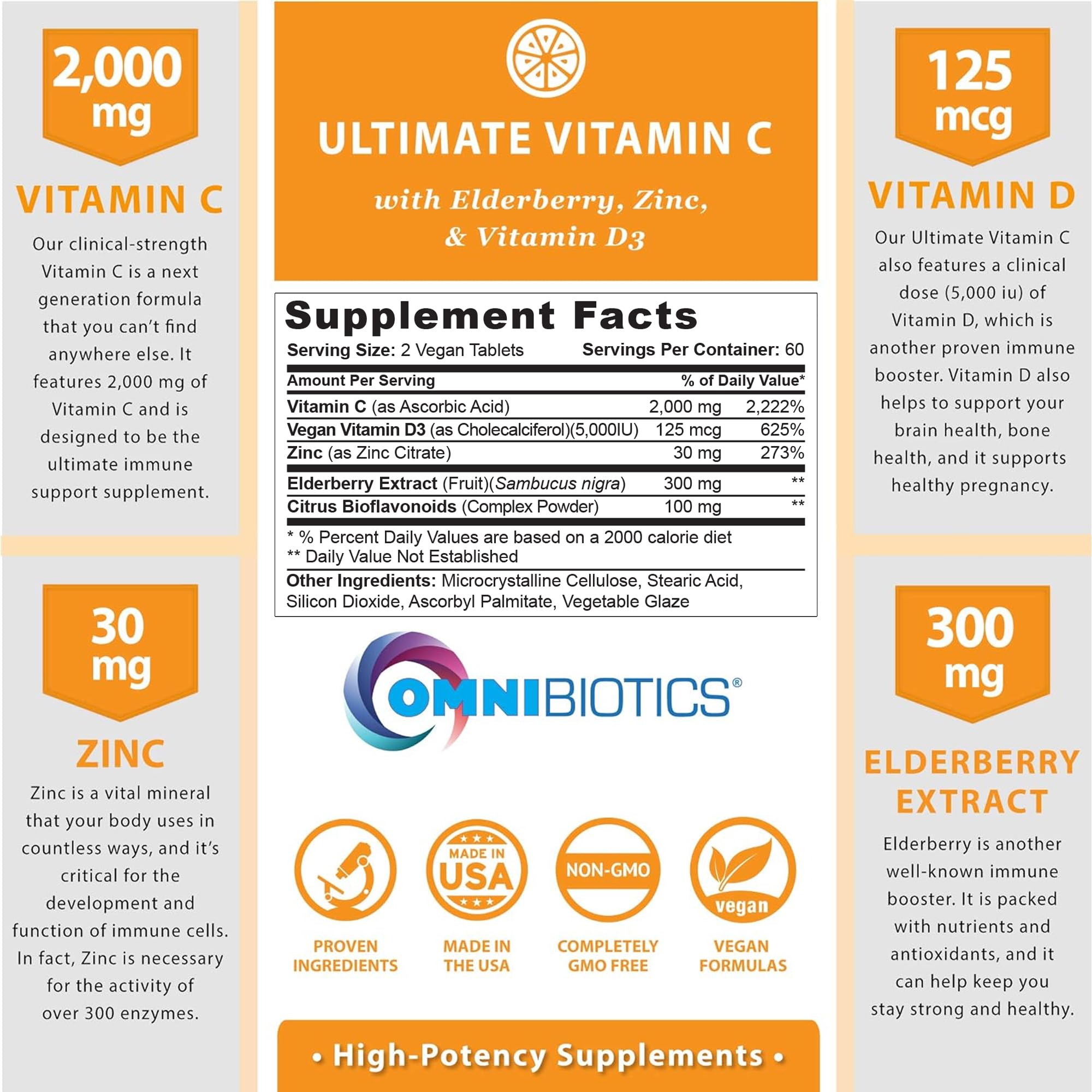 OmniBiotics Vitamin C Supplement side view with packaging