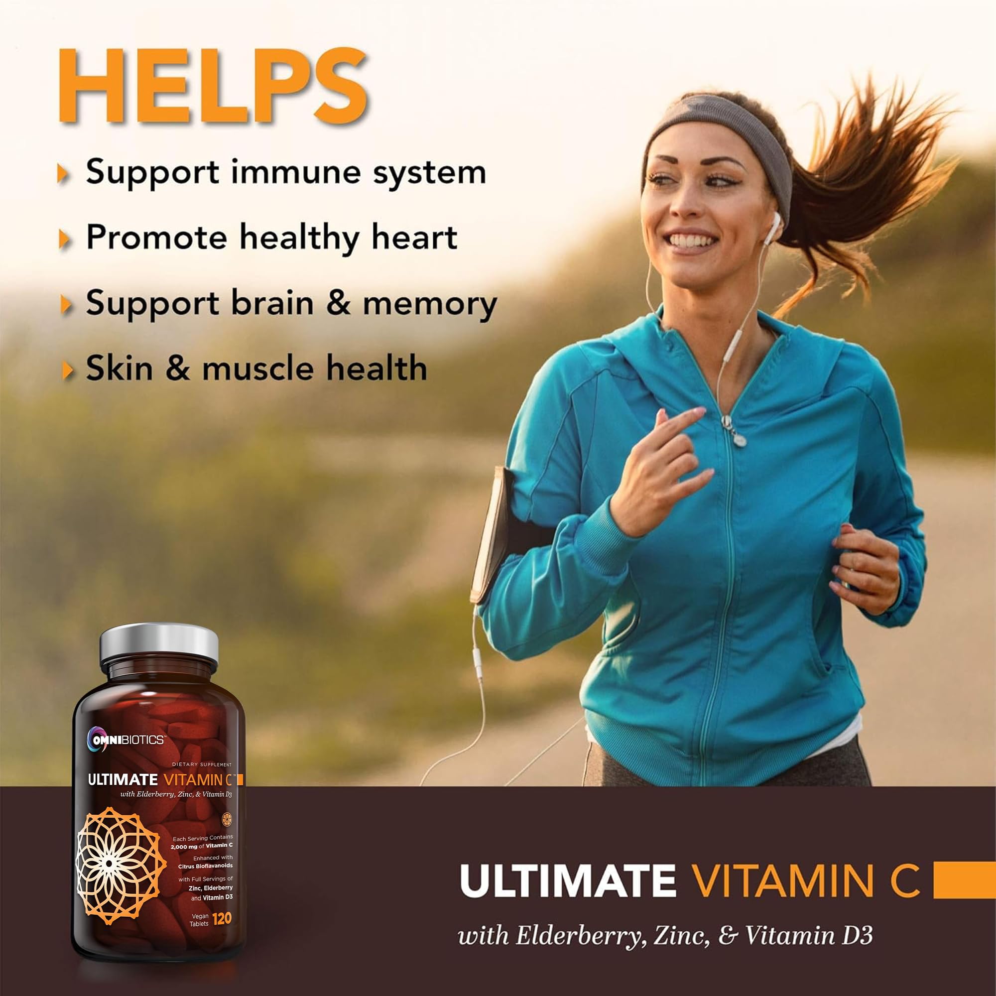 OmniBiotics Vitamin C Supplement tablet close-up