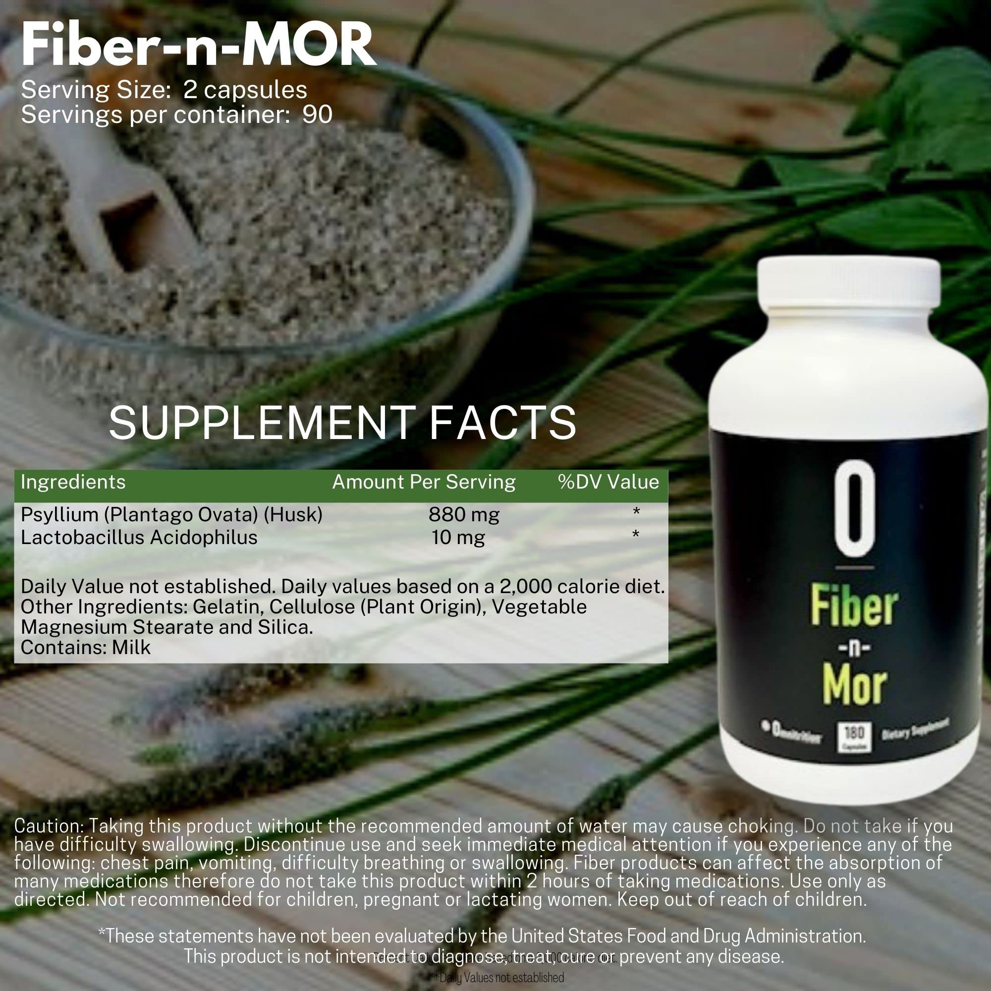 Omnitrition Fiber-N-Mor supplement bottle top view