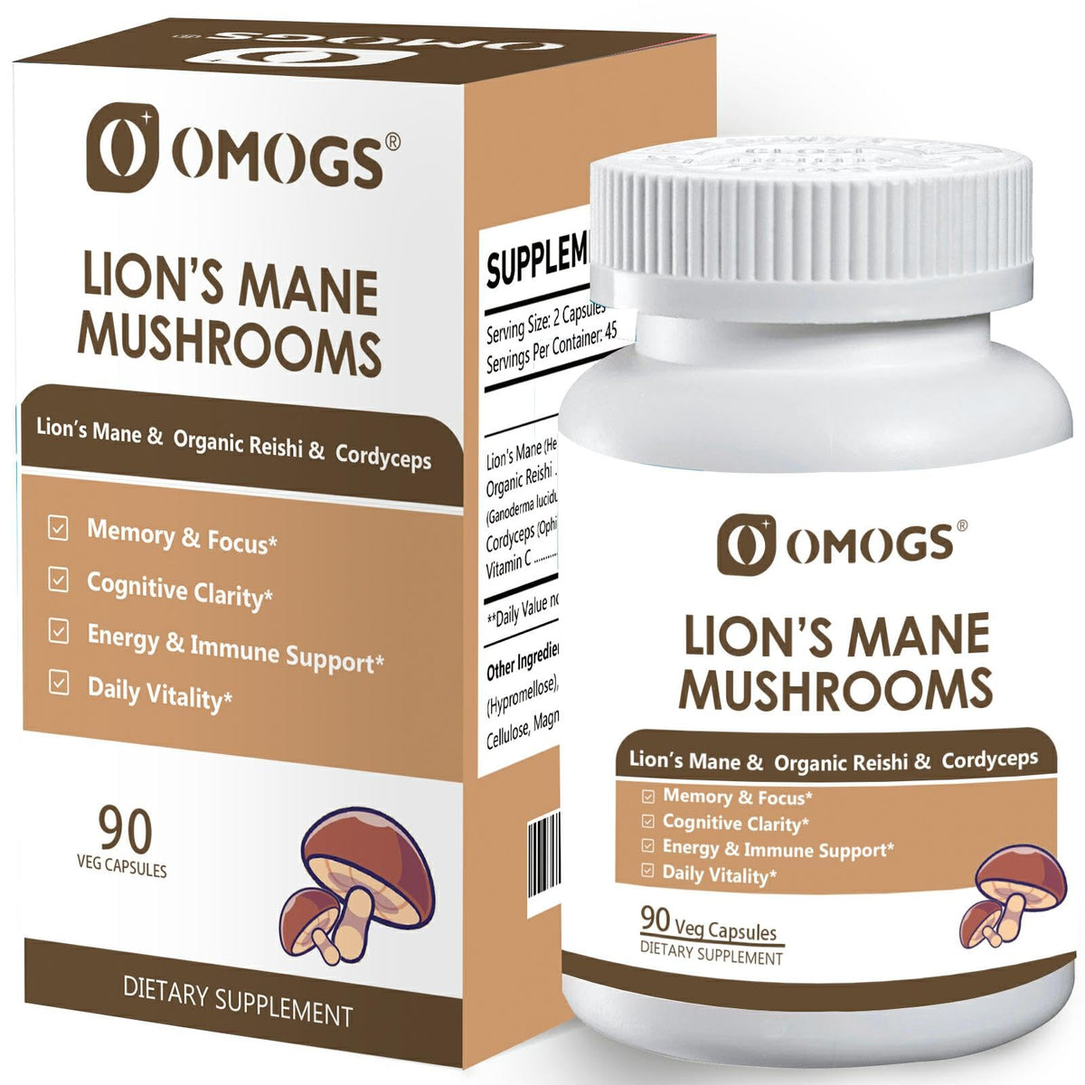OMOGS Mushroom Supplement Blend 104g front view