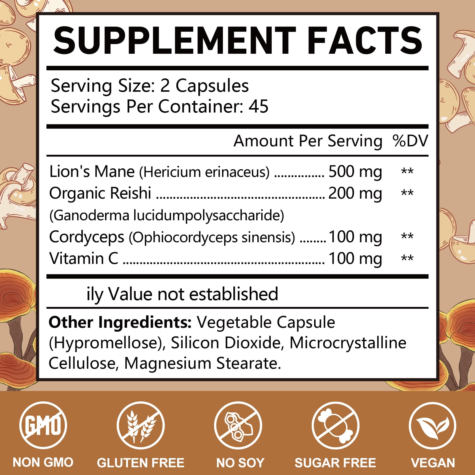 OMOGS Mushroom Supplement Blend 104g packaging