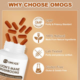 OMOGS Mushroom Supplement Blend on a wooden table