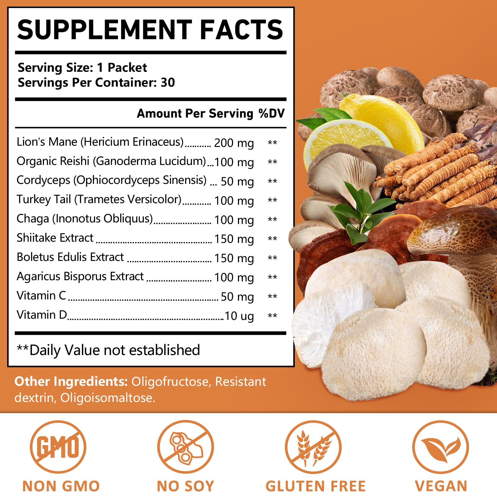 OMOGS Organic Mushroom Powder Supplement packaging