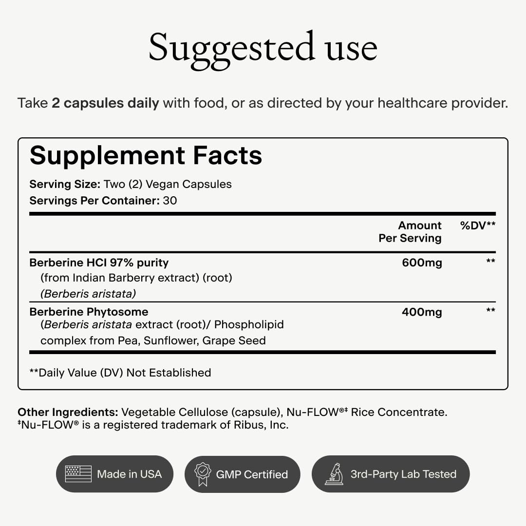 OMRE Berberine Supplement 1000mg capsules on a wooden surface