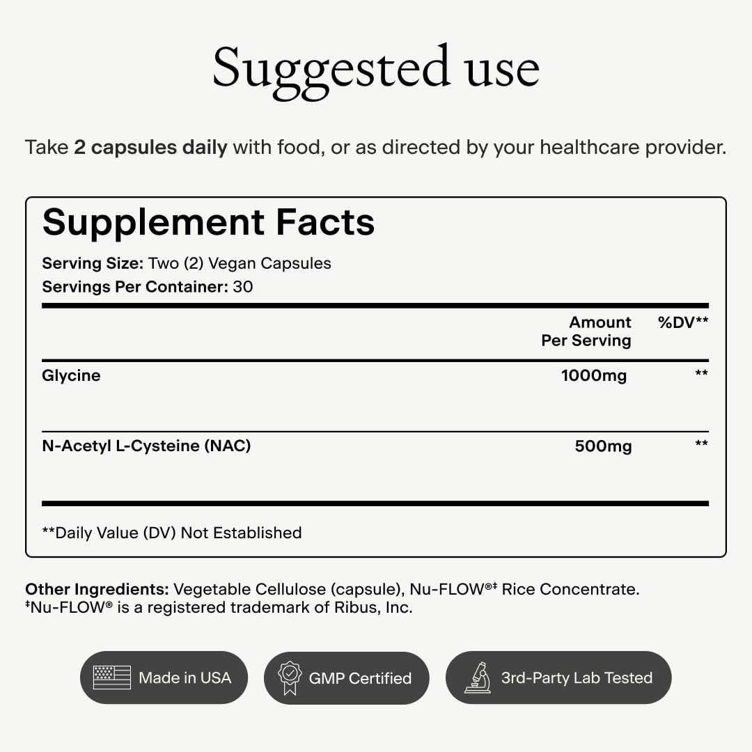 OMRE N-Acetyl Cysteine & Glycine supplement ingredients list