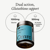 OMRE N-Acetyl Cysteine & Glycine supplement side view with label