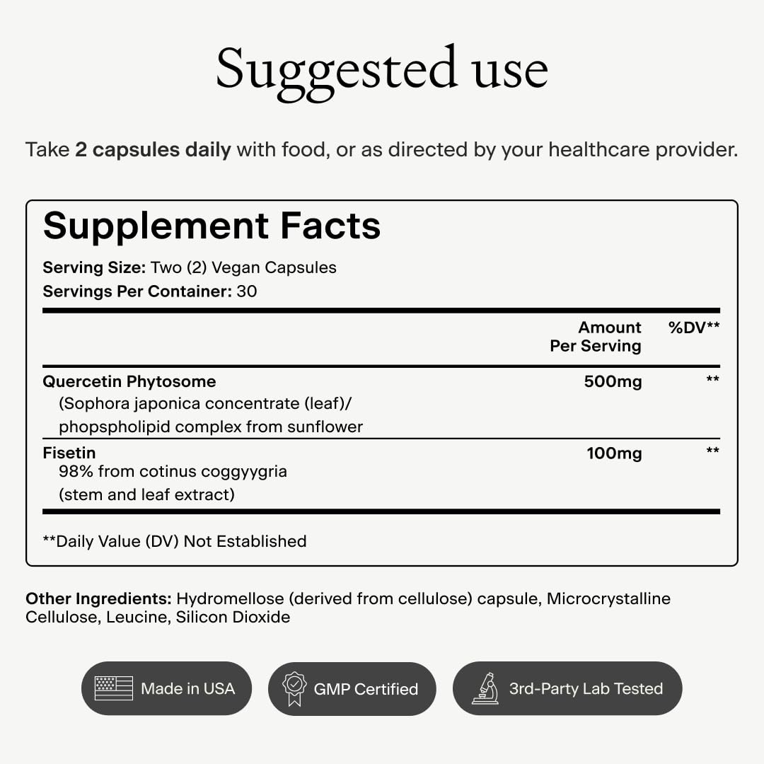 OMRE Quercetin and Fisetin Supplement packaging