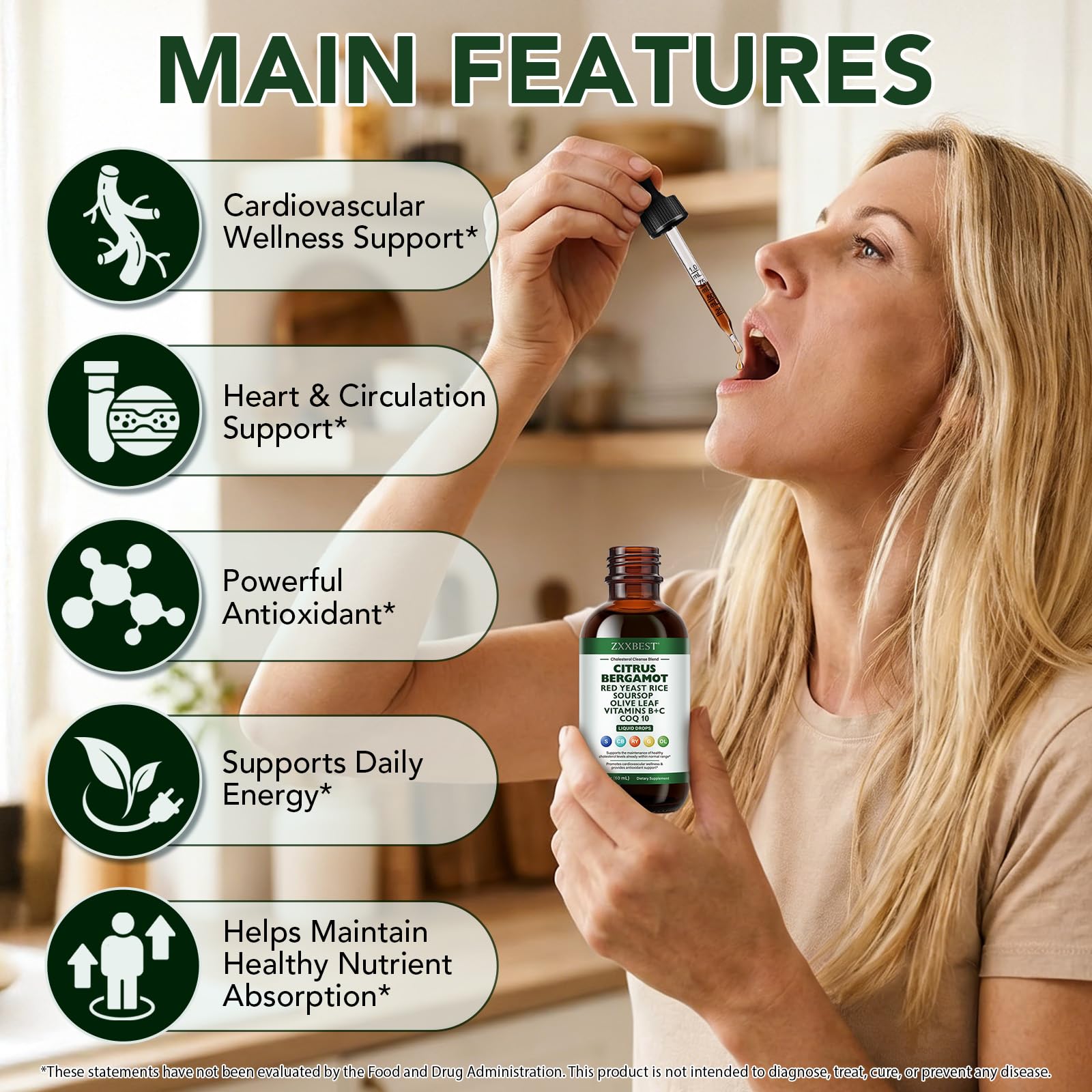 OMZOK Red Yeast Rice Liquid Supplement in lifestyle setting