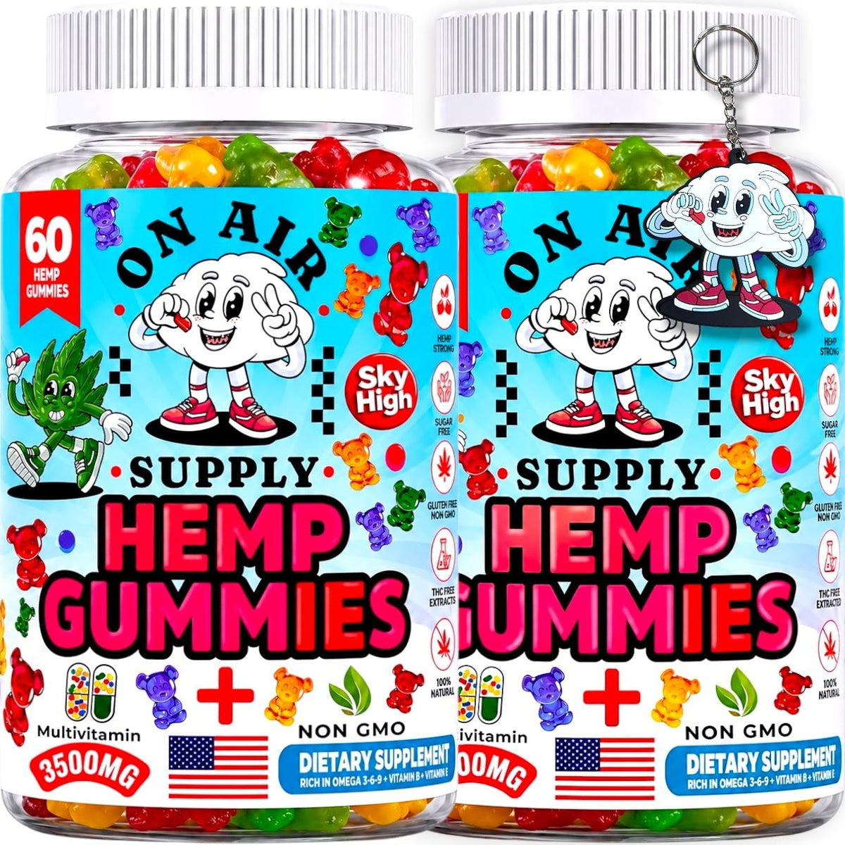 On Air Supply Hemp Oil Gummies bottle front view