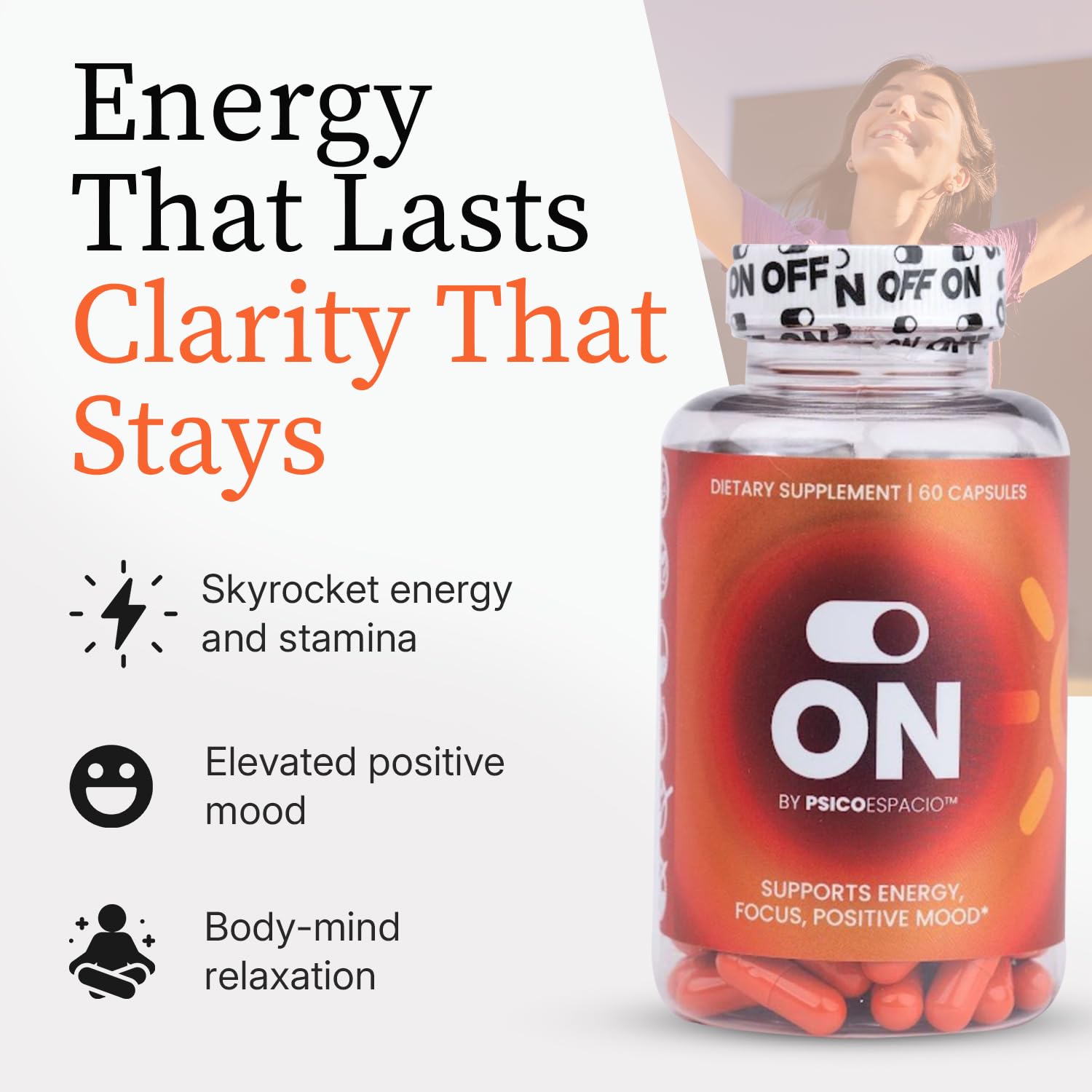 ON BY PSICOESPACIO Dietary Nutritional Supplement packaging