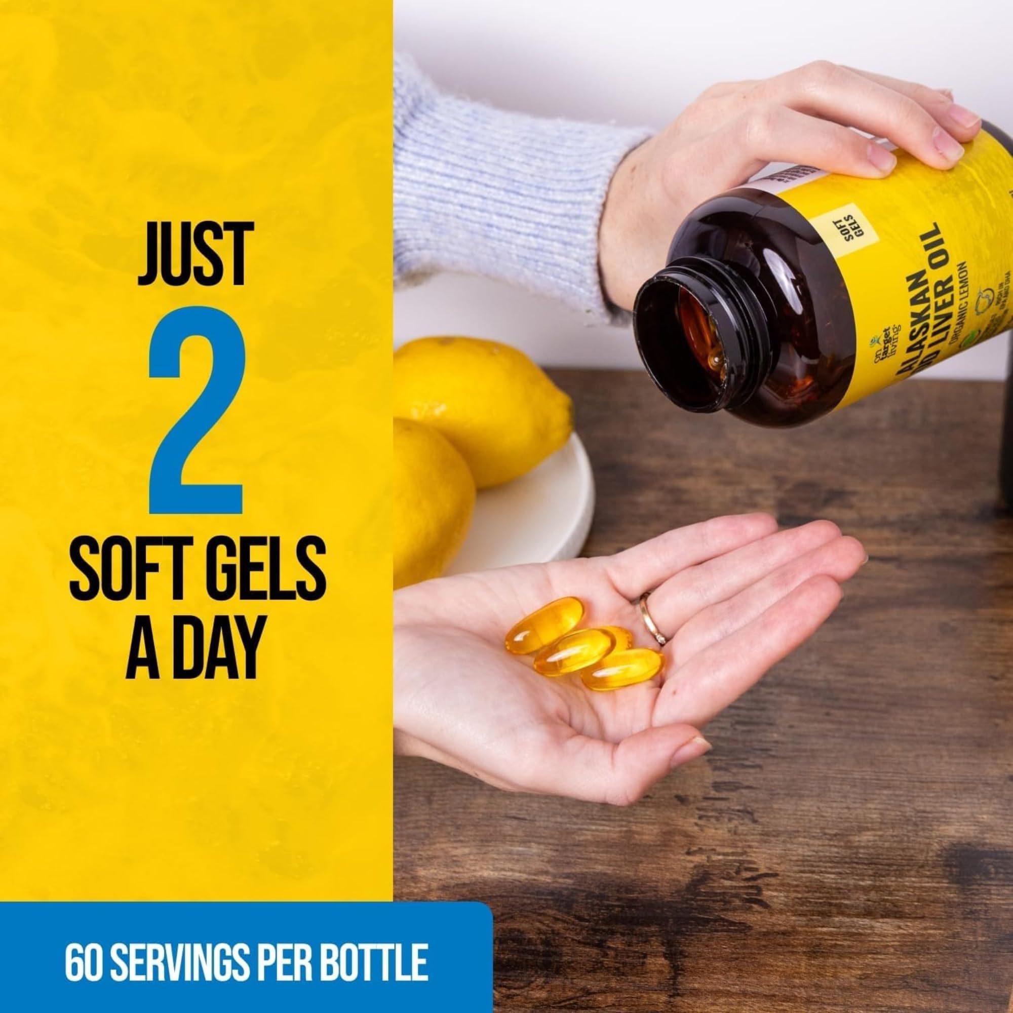 On Target Living Alaskan Cod Liver Oil with lemon slices