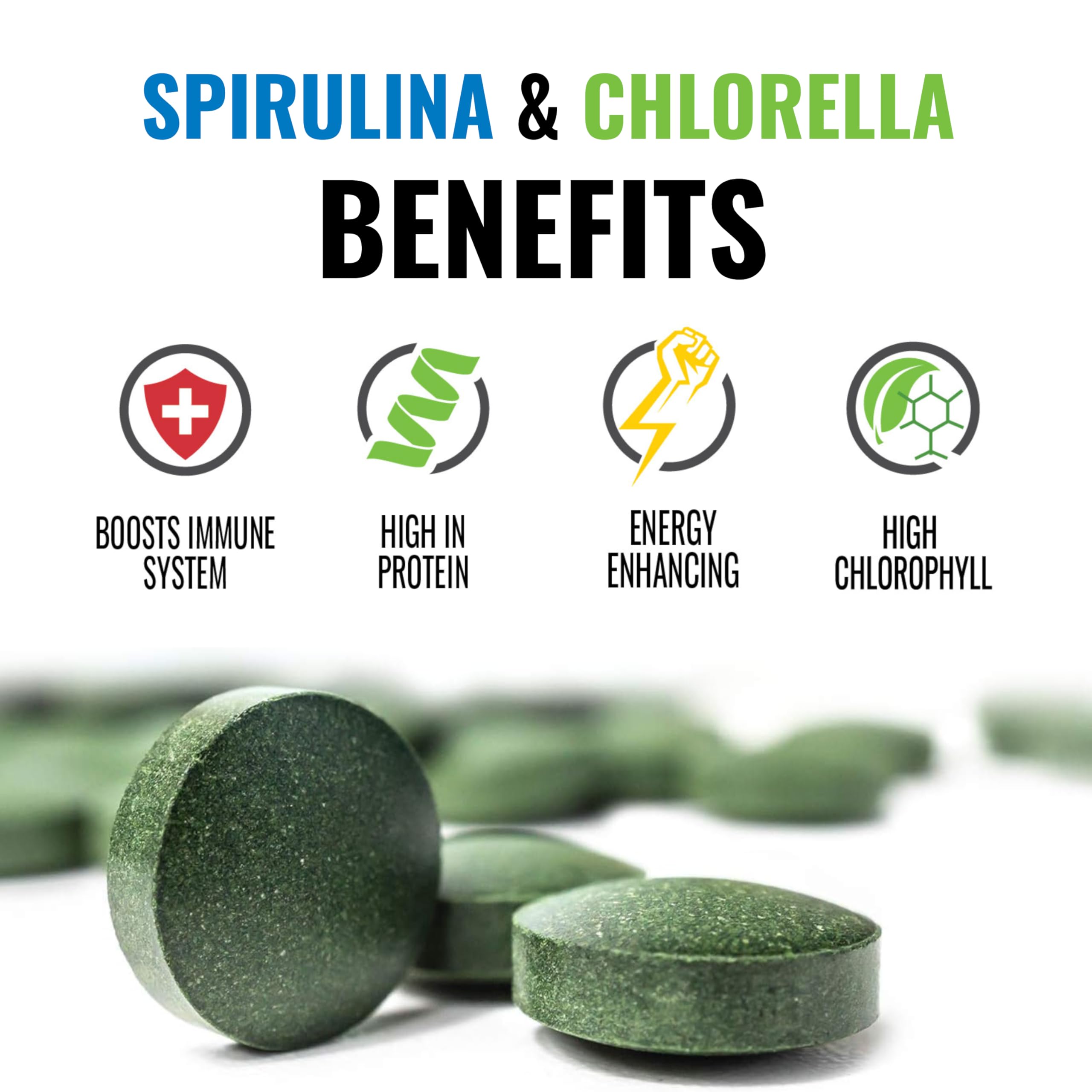 On Target Living Chlorella Spirulina Tablets side view