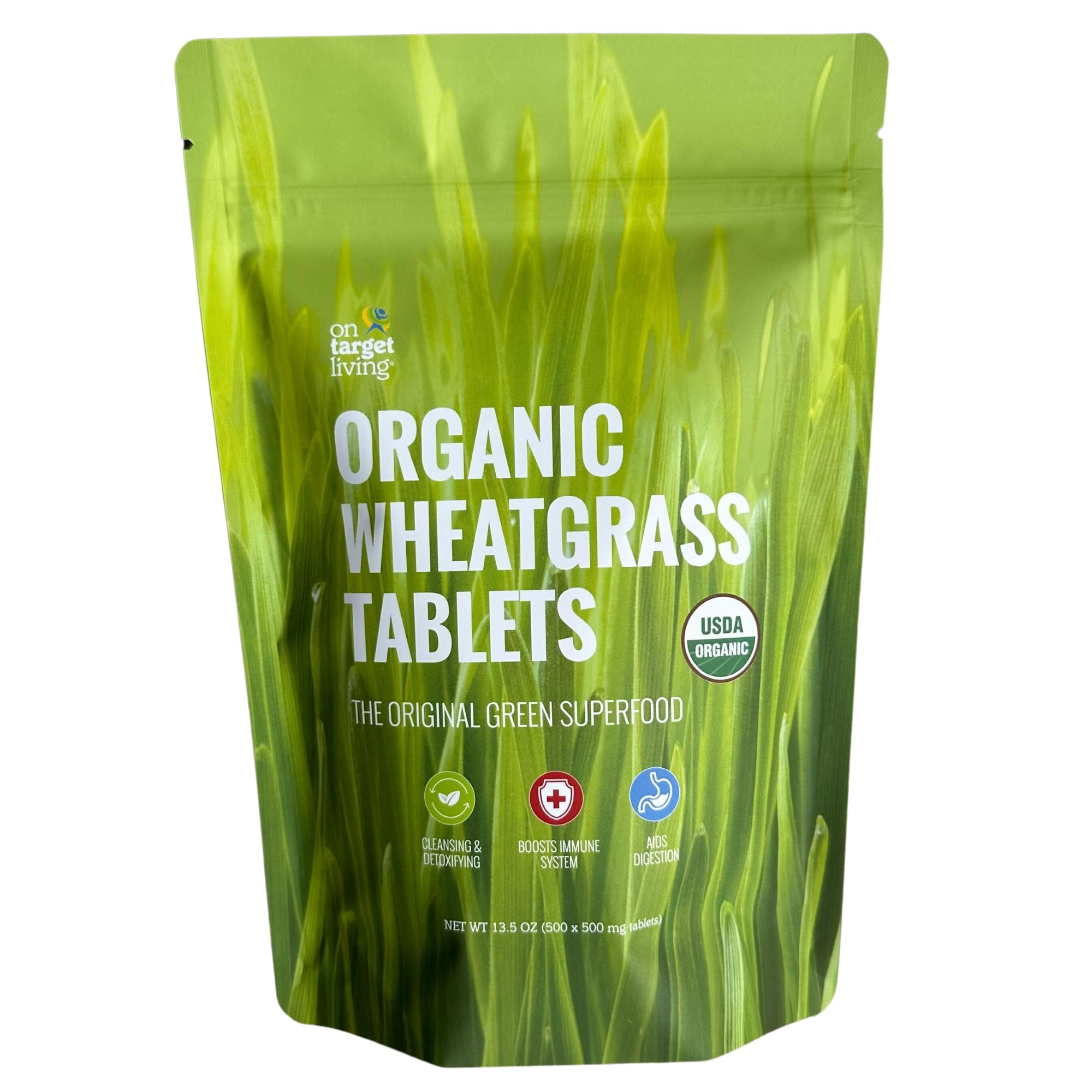On Target Living Organic Wheatgrass Tablets 259g front view