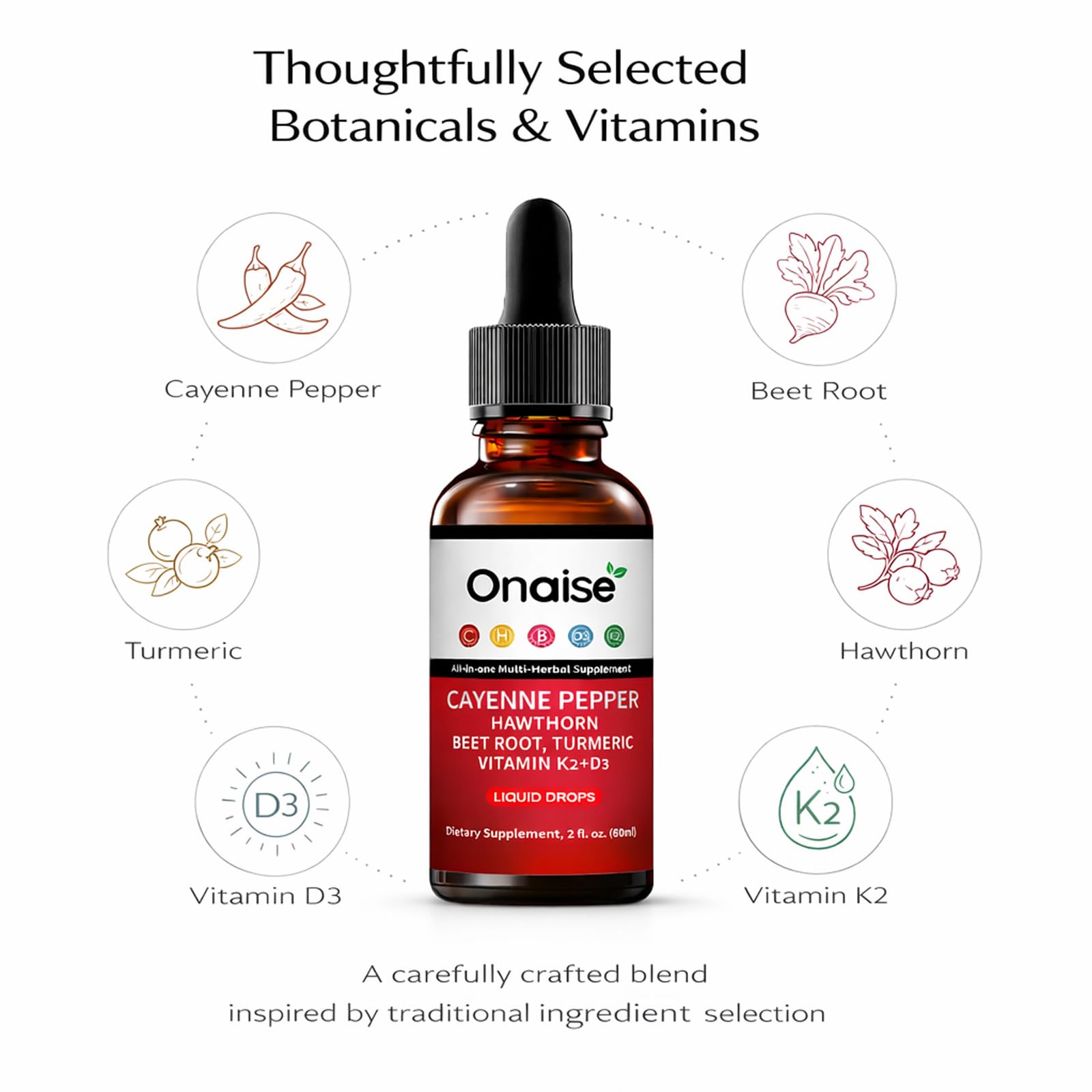 ONAISE Liquid Herbal Supplement packaging on a wooden table