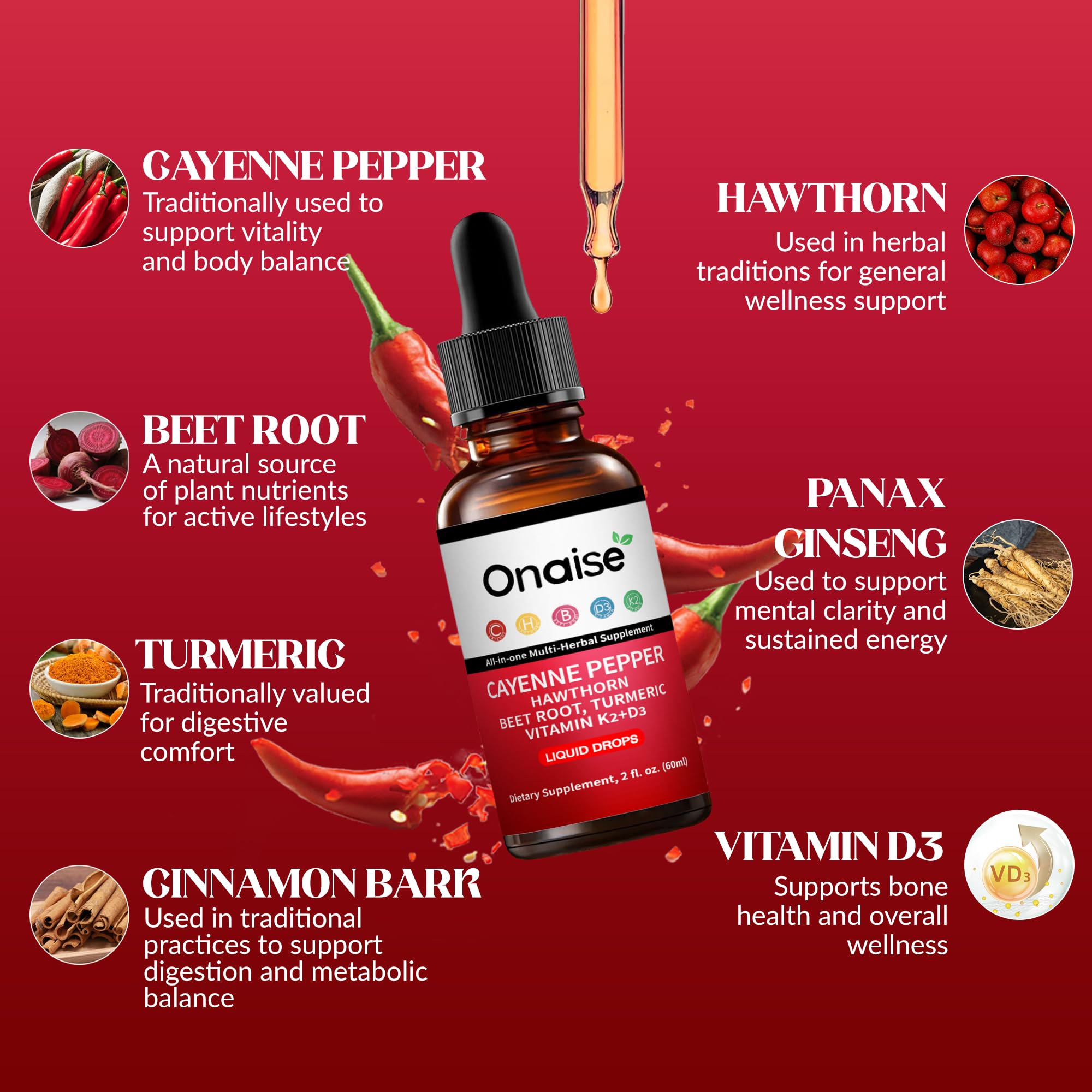 ONAISE Organic Cayenne Pepper Supplement nutritional information