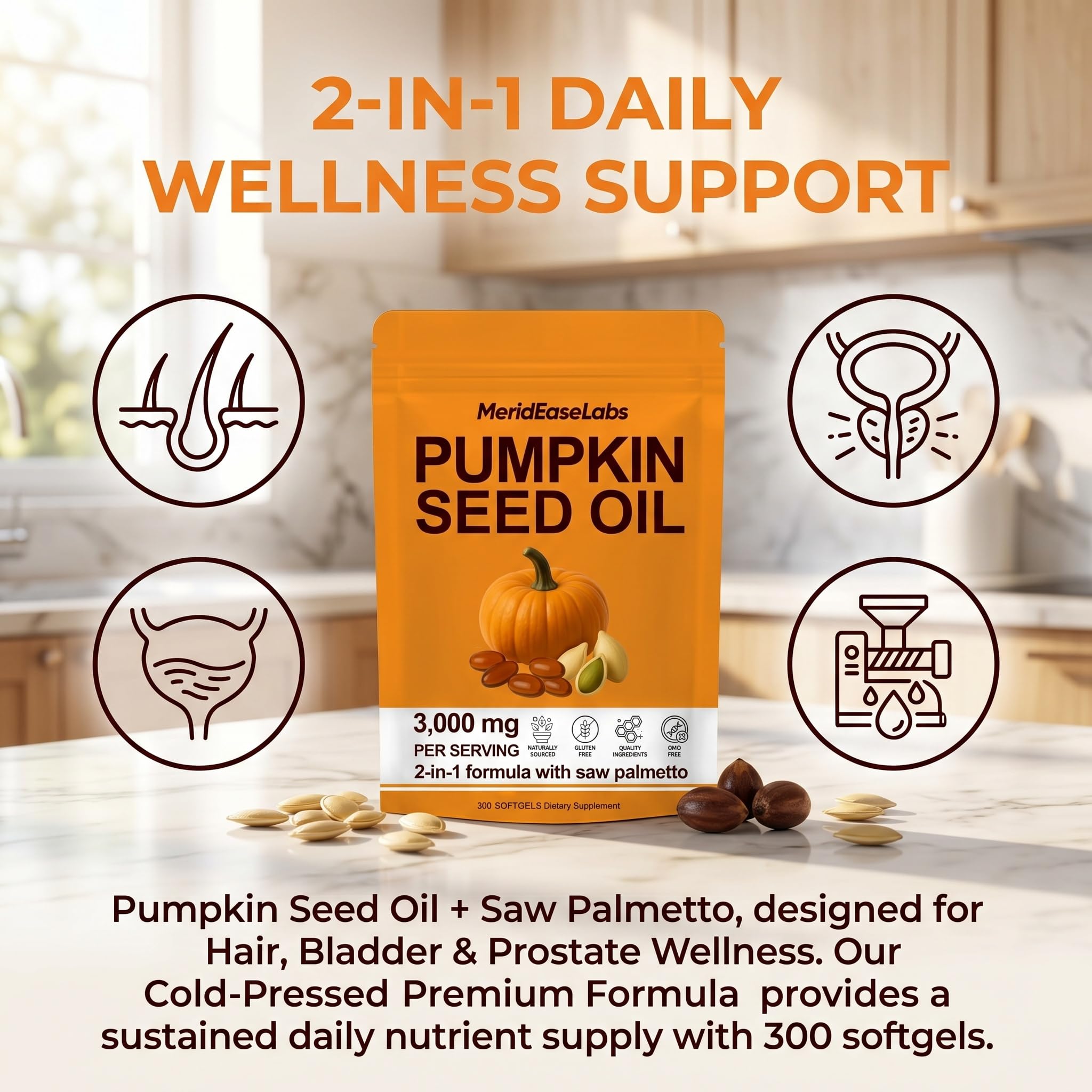 ONAISÉ Pumpkin Seed Oil & Saw Palmetto 300 Softgels packaging