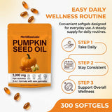 ONAISÉ Pumpkin Seed Oil & Saw Palmetto 300 Softgels with a measuring spoon