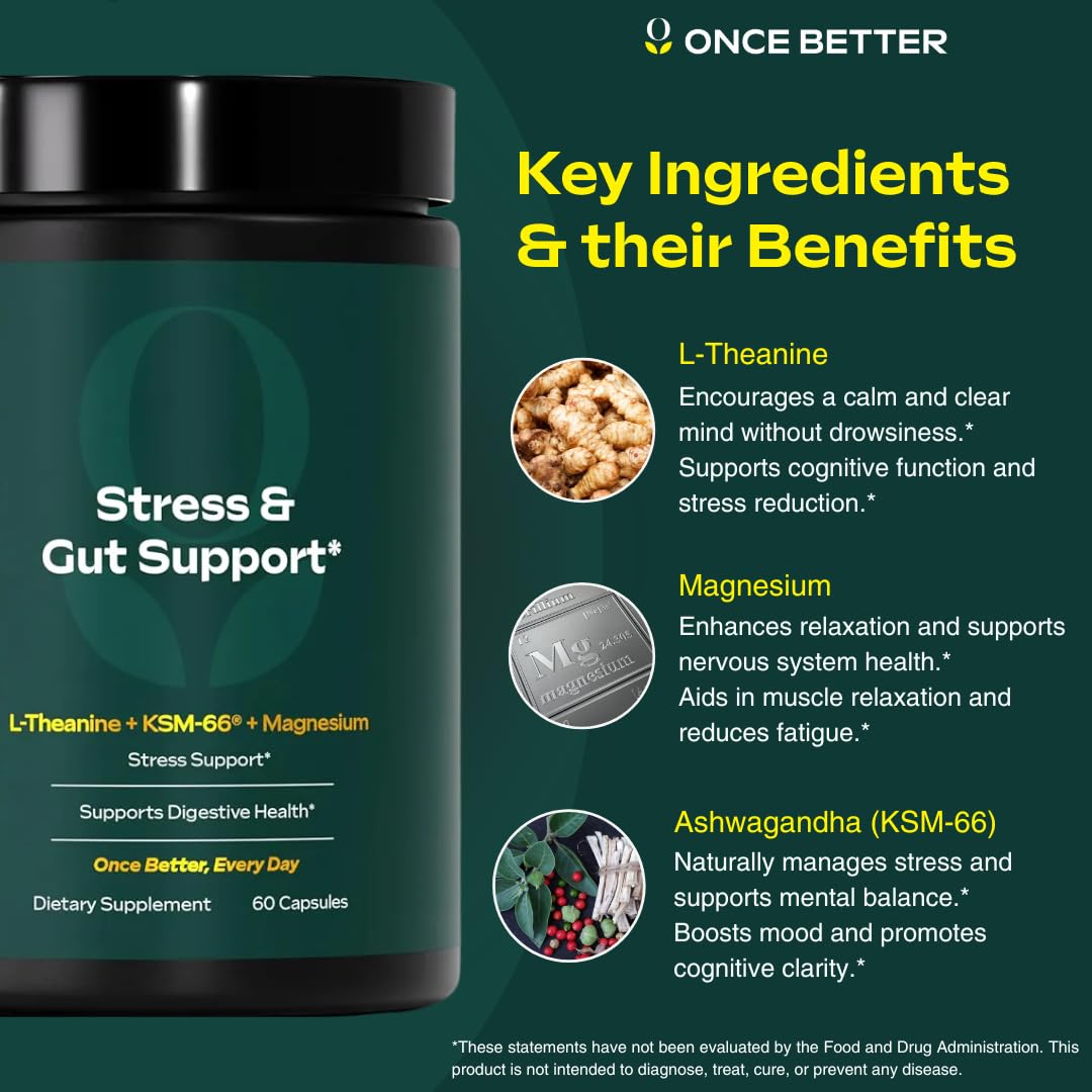 Once Better Ashwagandha Supplement bottle side view
