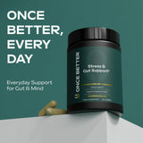 Once Better Ashwagandha Supplement on a wooden table