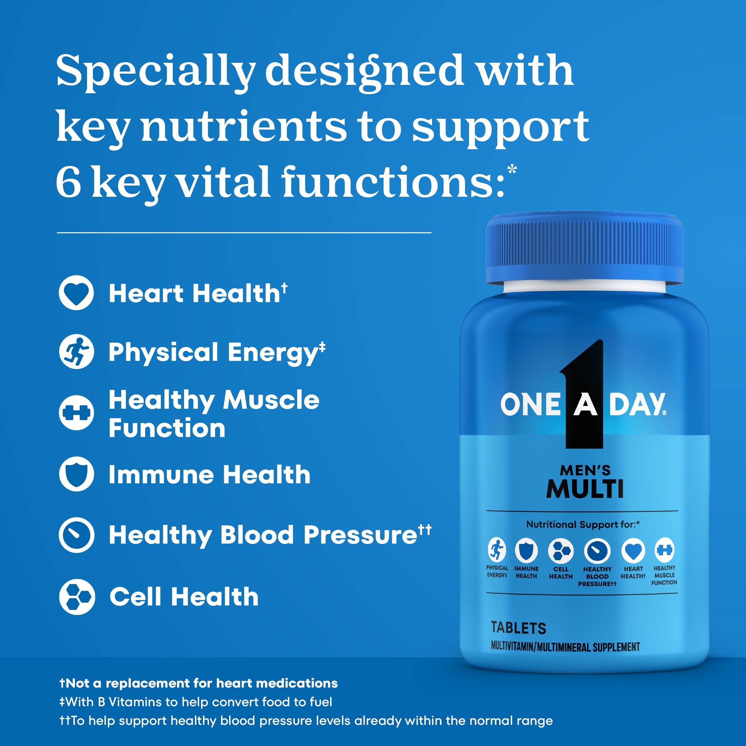 ONE A DAY Men's Multivitamin 289g packaging on a kitchen counter